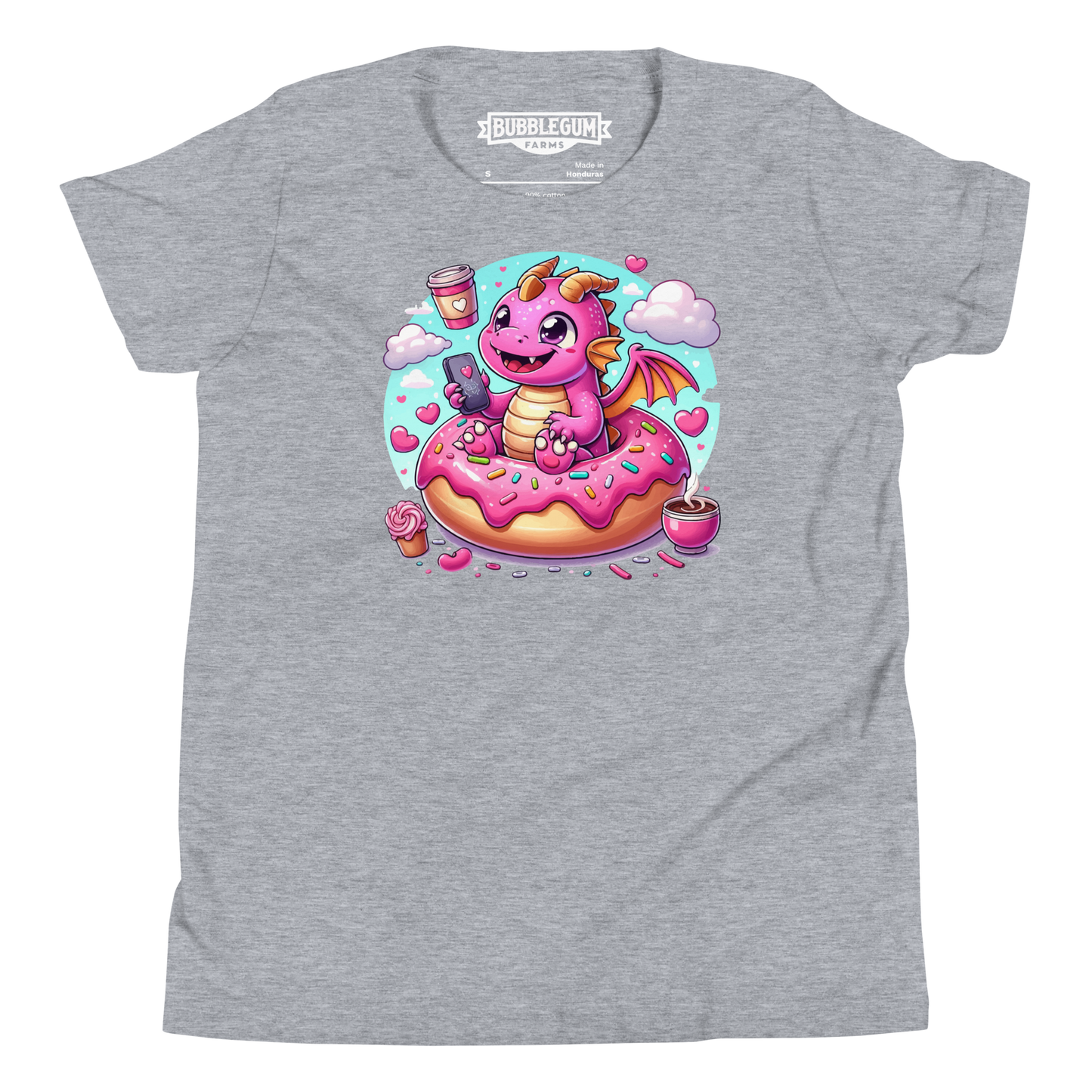 Pink Dragon - Loving Coffee and Donuts - Youth Staple Tee