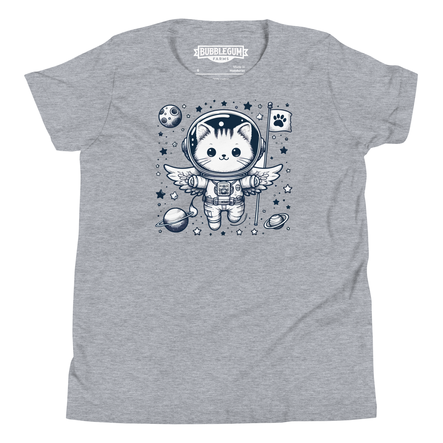 Space Kitten with Stars - Youth Staple Tee