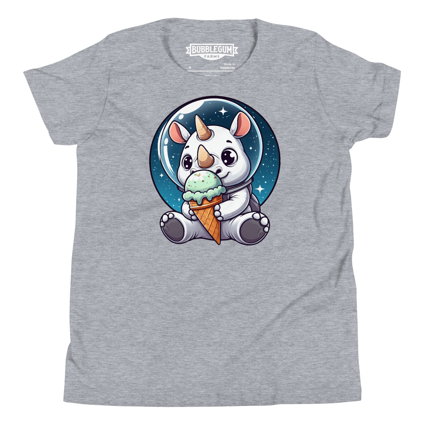 Space Rhino - Eating Ice Cream - Youth Staple Tee