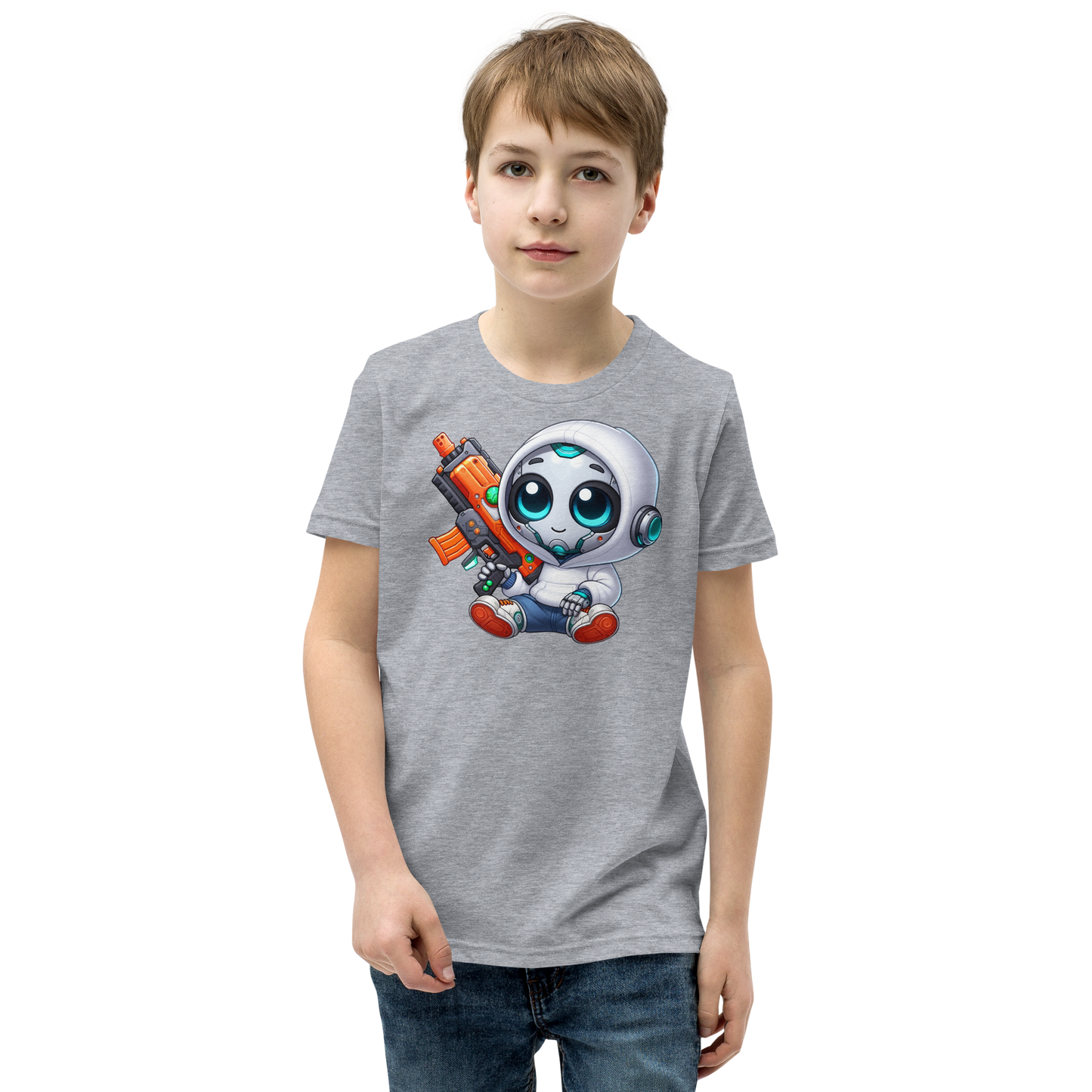 White Robot with Foam Dart Blaster - Youth Staple Tee