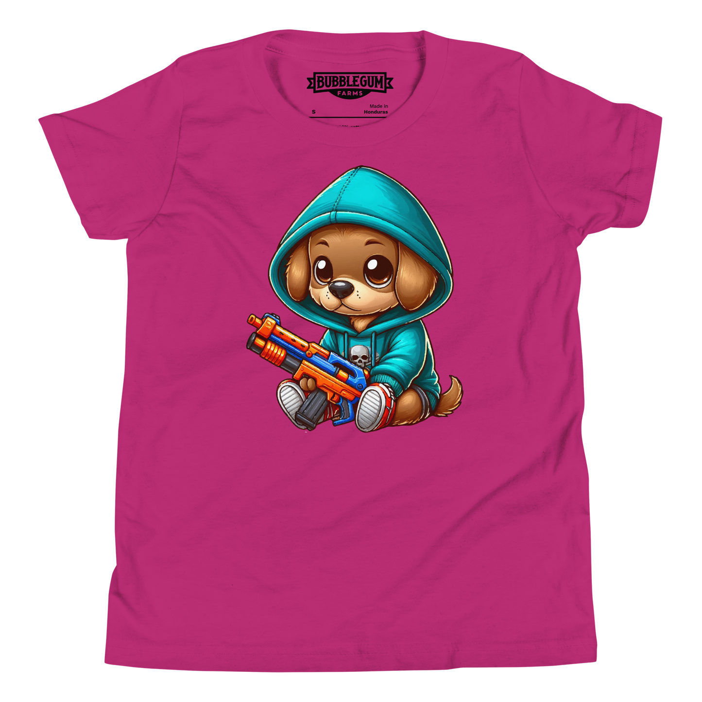 Brown Puppy with Foam Dart Blaster - Youth Staple Tee