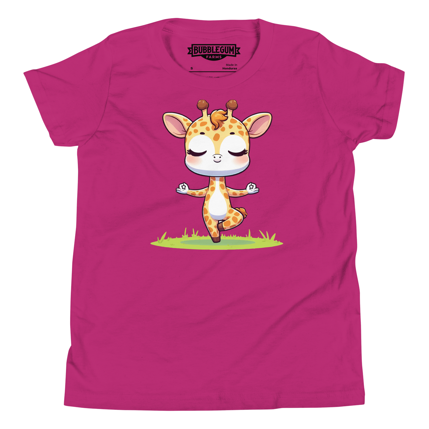 Giraffe doing Yoga - Youth Staple Tee