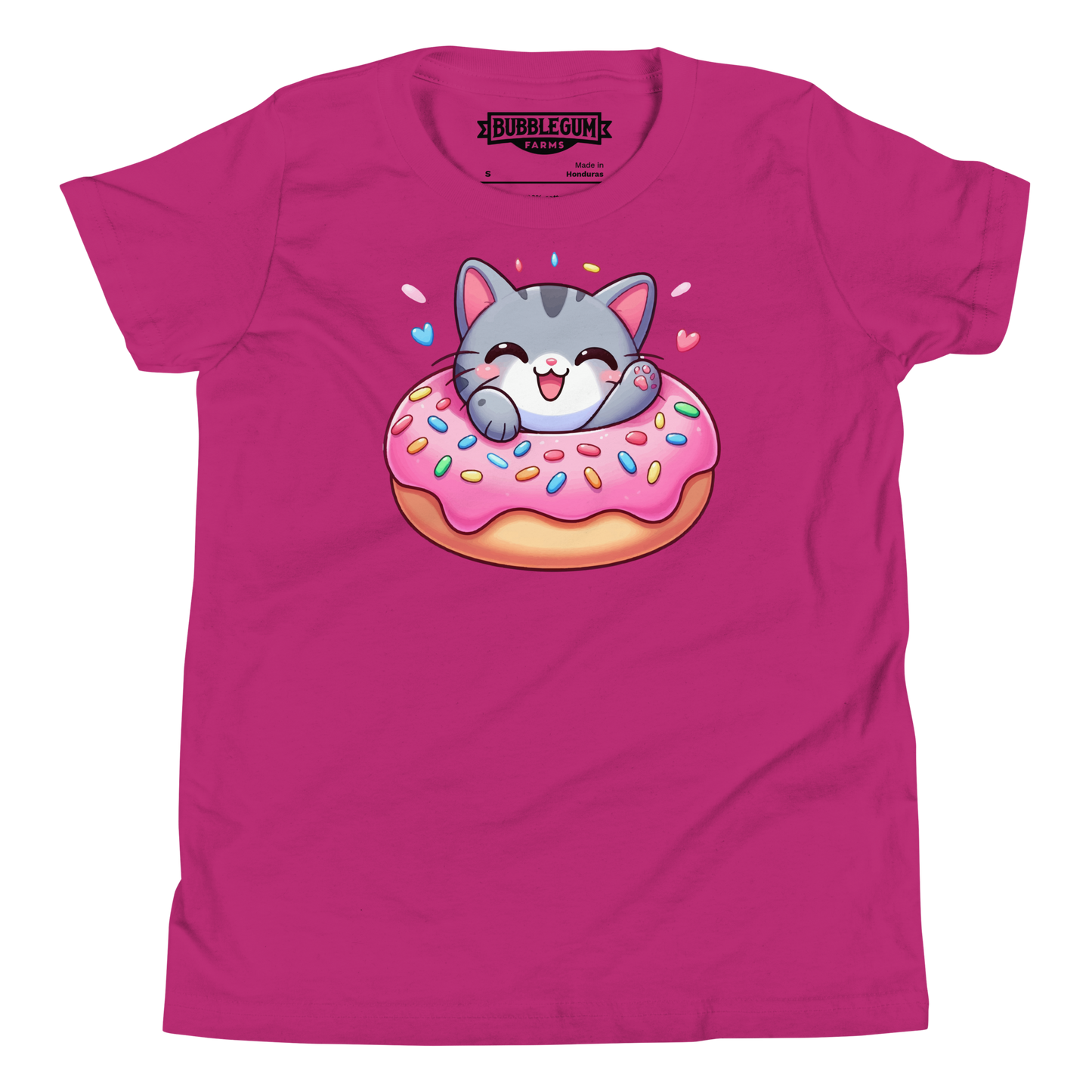 Grey Kitten - Laughing in a Donut - Youth Staple Tee
