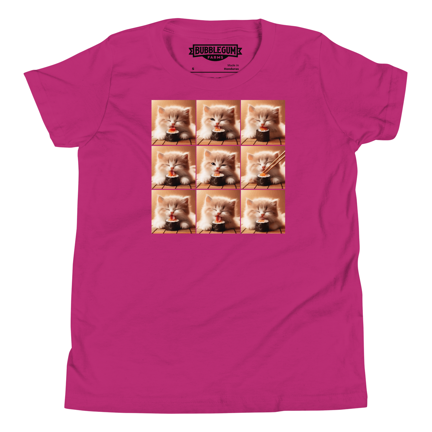 Kittens Eating Sushi Collage - Youth Staple Tee