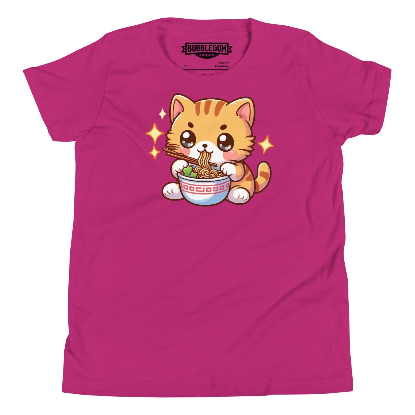 Orange Kitten - Eating Ramen - Youth Staple Tee