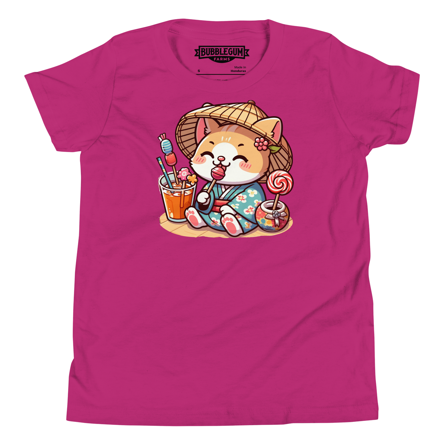 Orange Kitten in a Kimono - Youth Staple Tee
