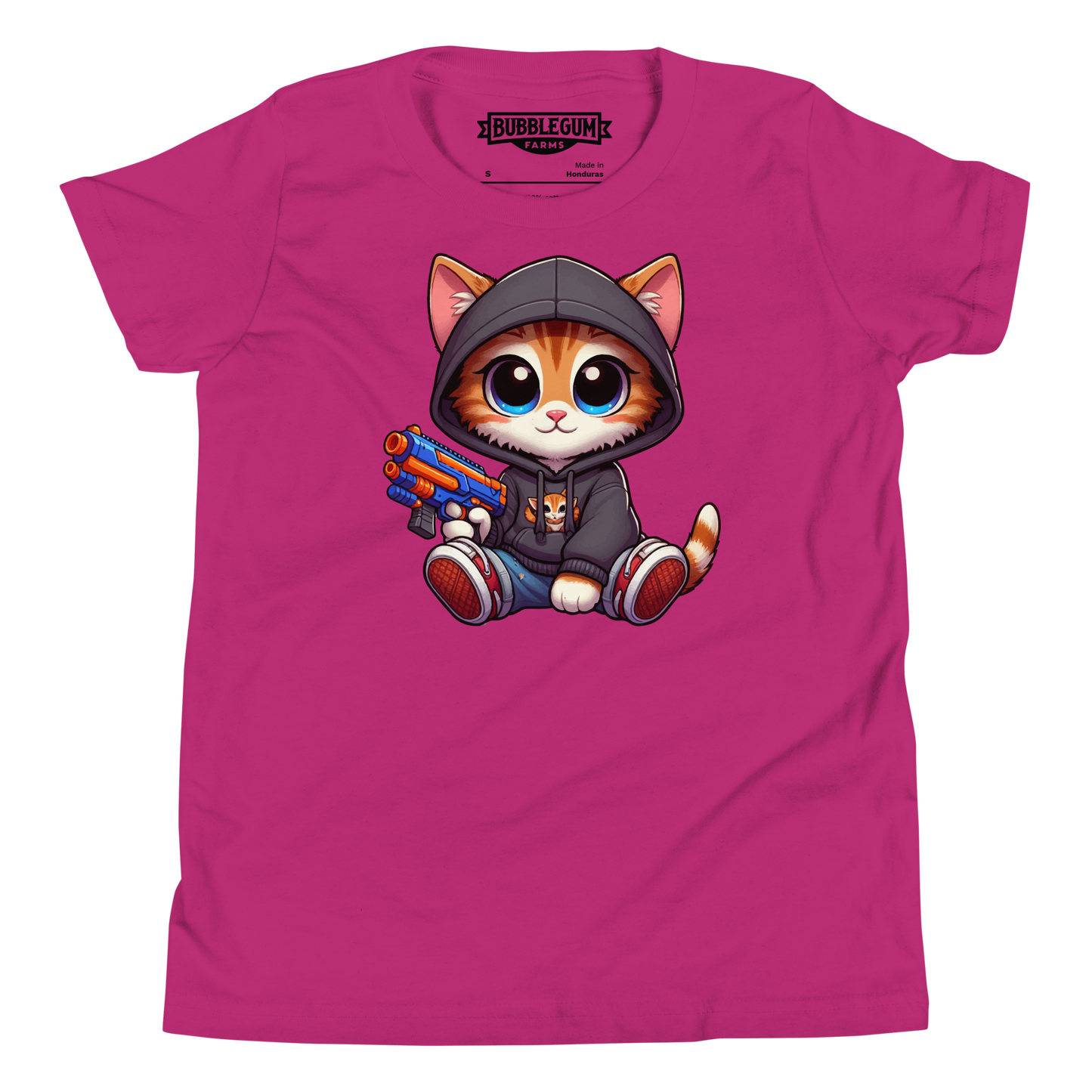 Orange Kitten with Foam Dart Blaster - Youth Staple Tee