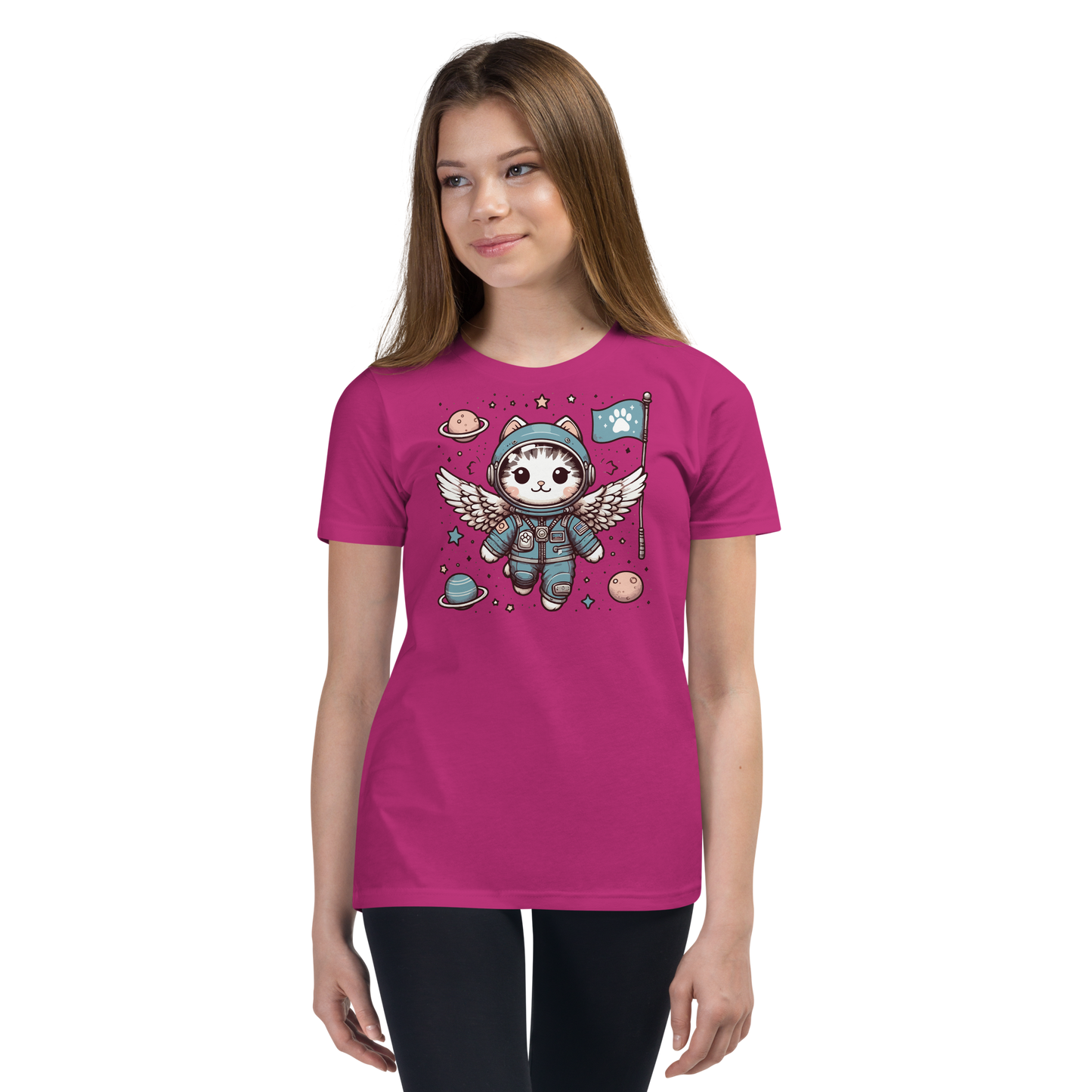 Space Kitten with Wings - Youth Staple Tee