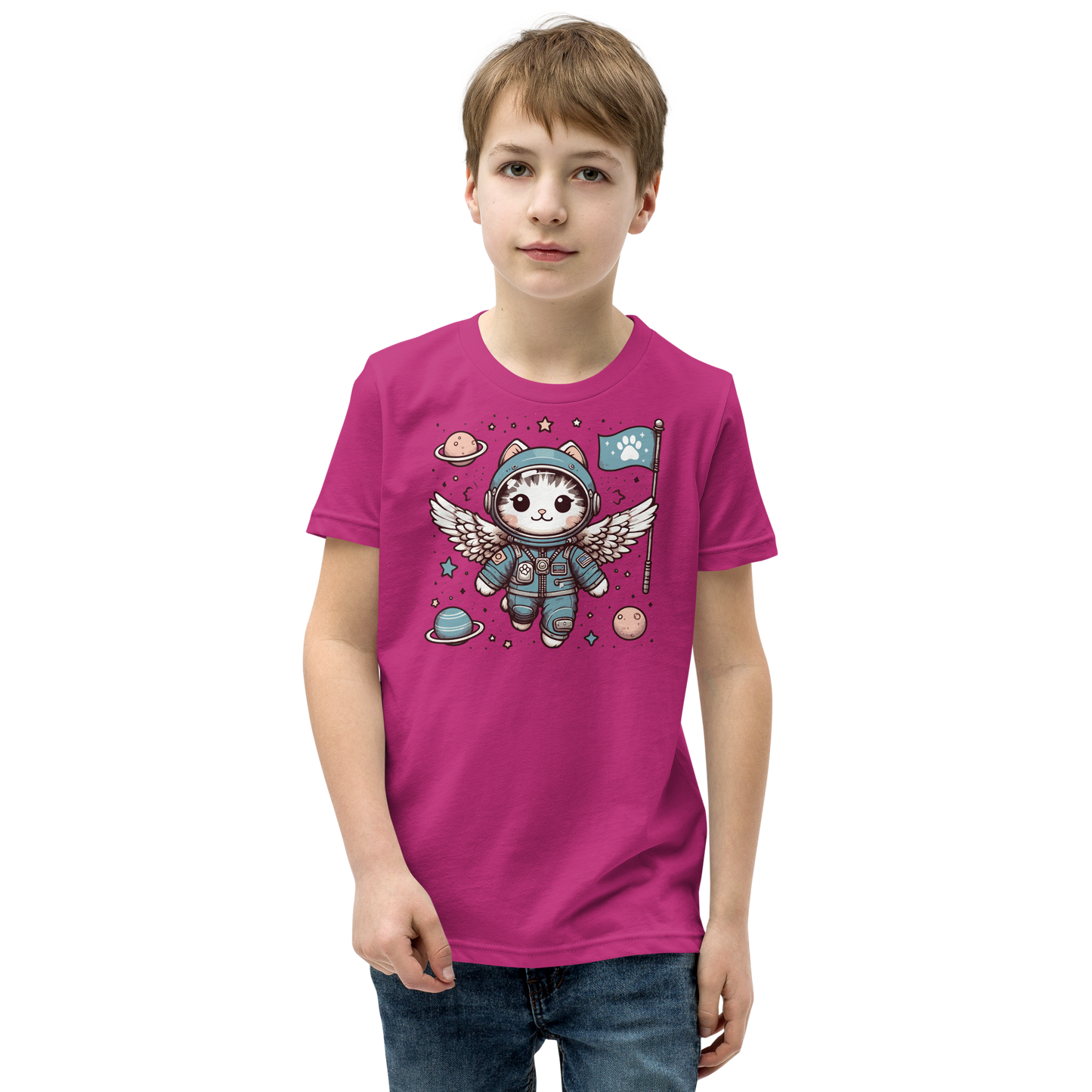 Space Kitten with Wings - Youth Staple Tee