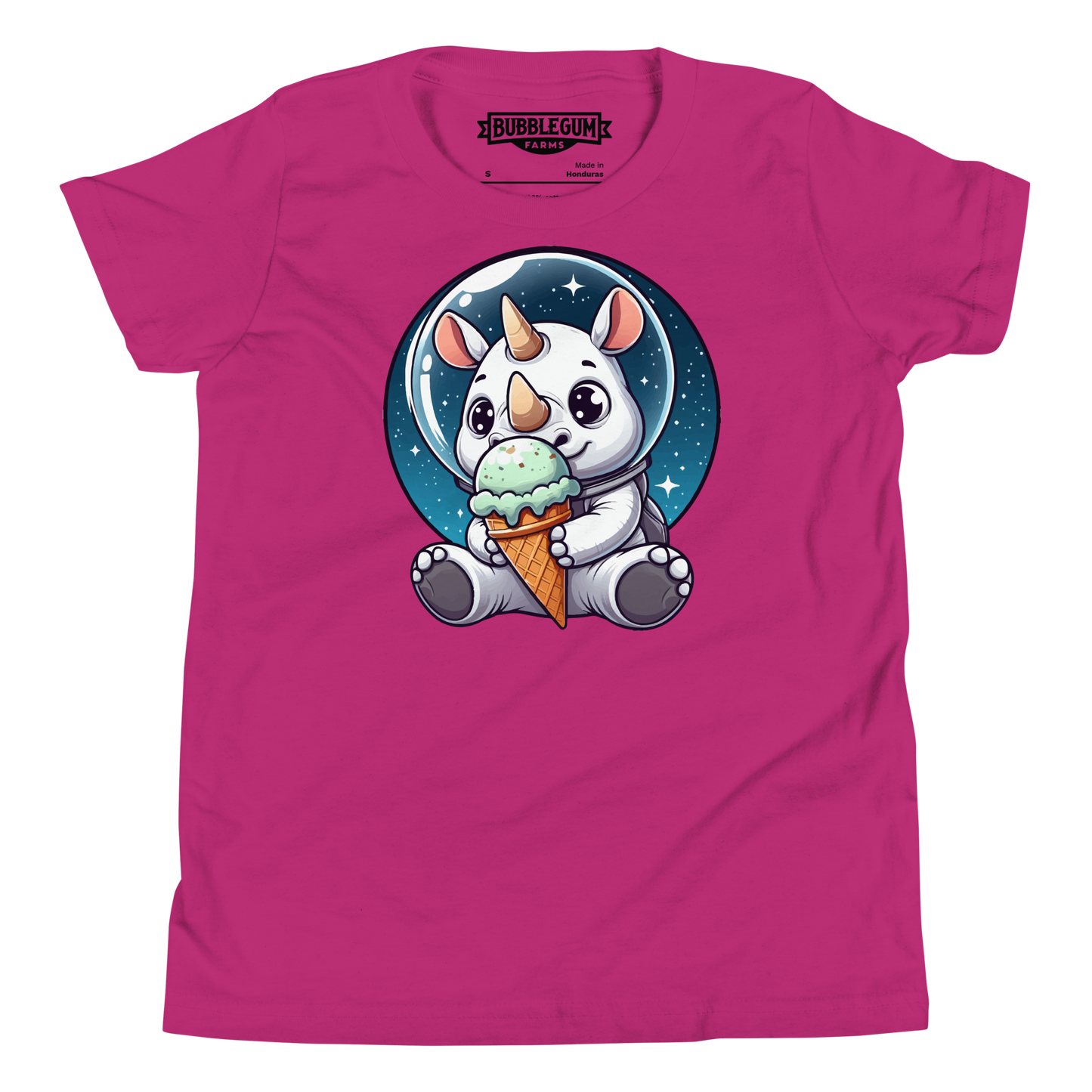 Space Rhino - Eating Ice Cream - Youth Staple Tee