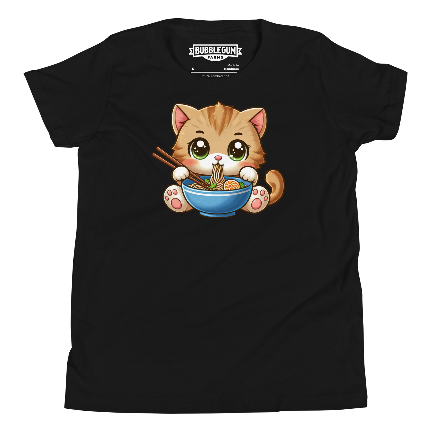 Brown Kitten - Eating Ramen - Youth Staple Tee