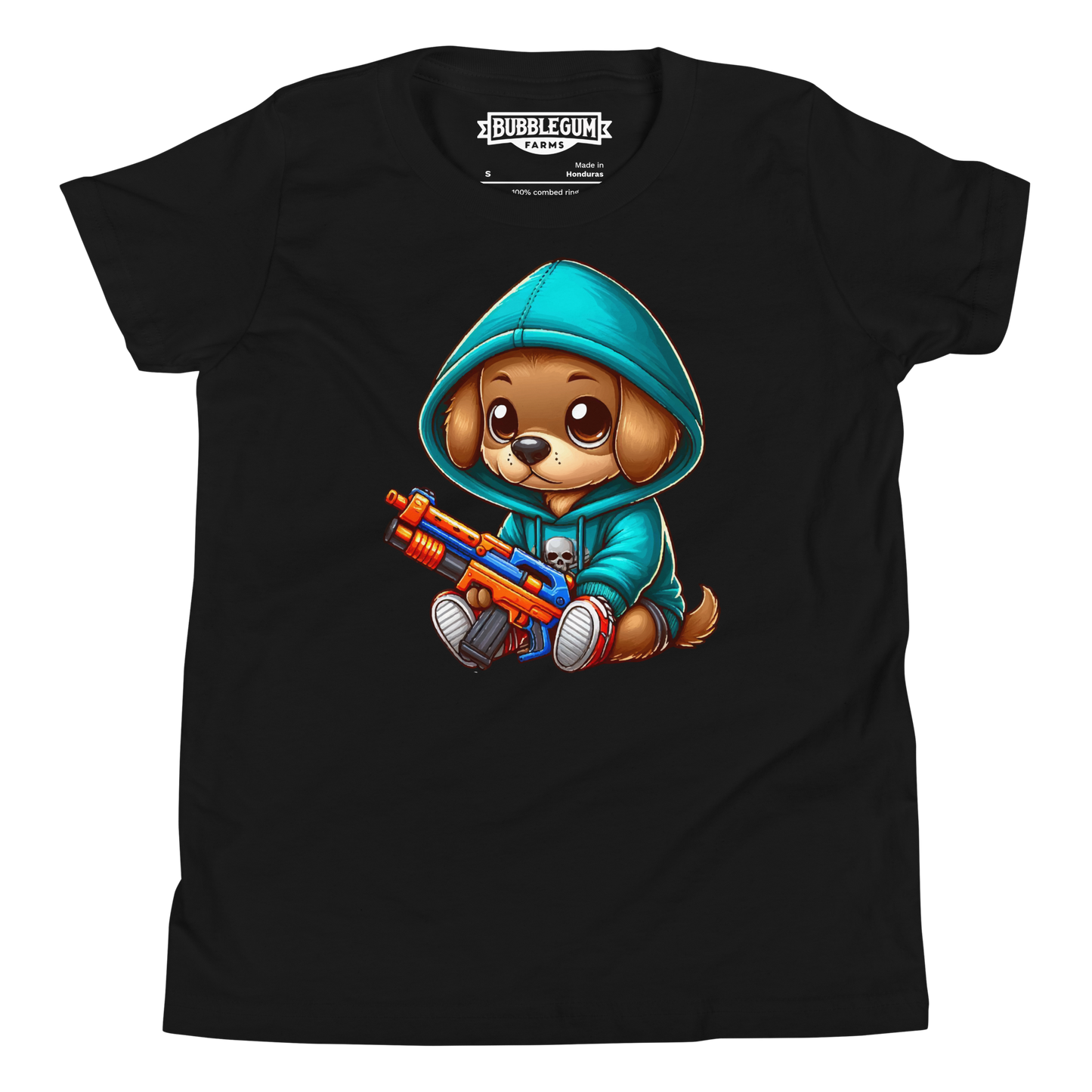 Brown Puppy with Foam Dart Blaster - Youth Staple Tee