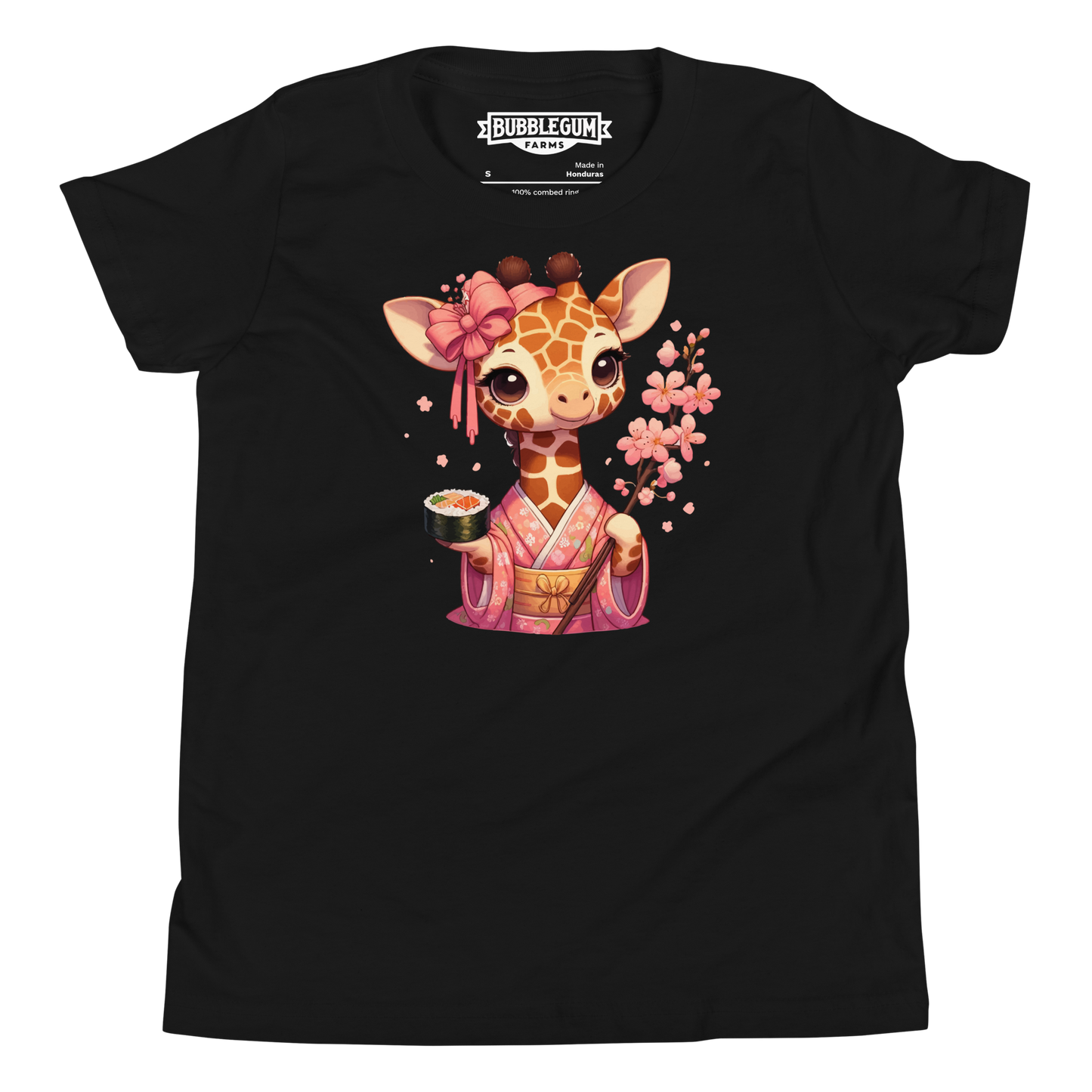 Geisha Giraffe - Holding Cherry Blossoms - Youth Staple Tee