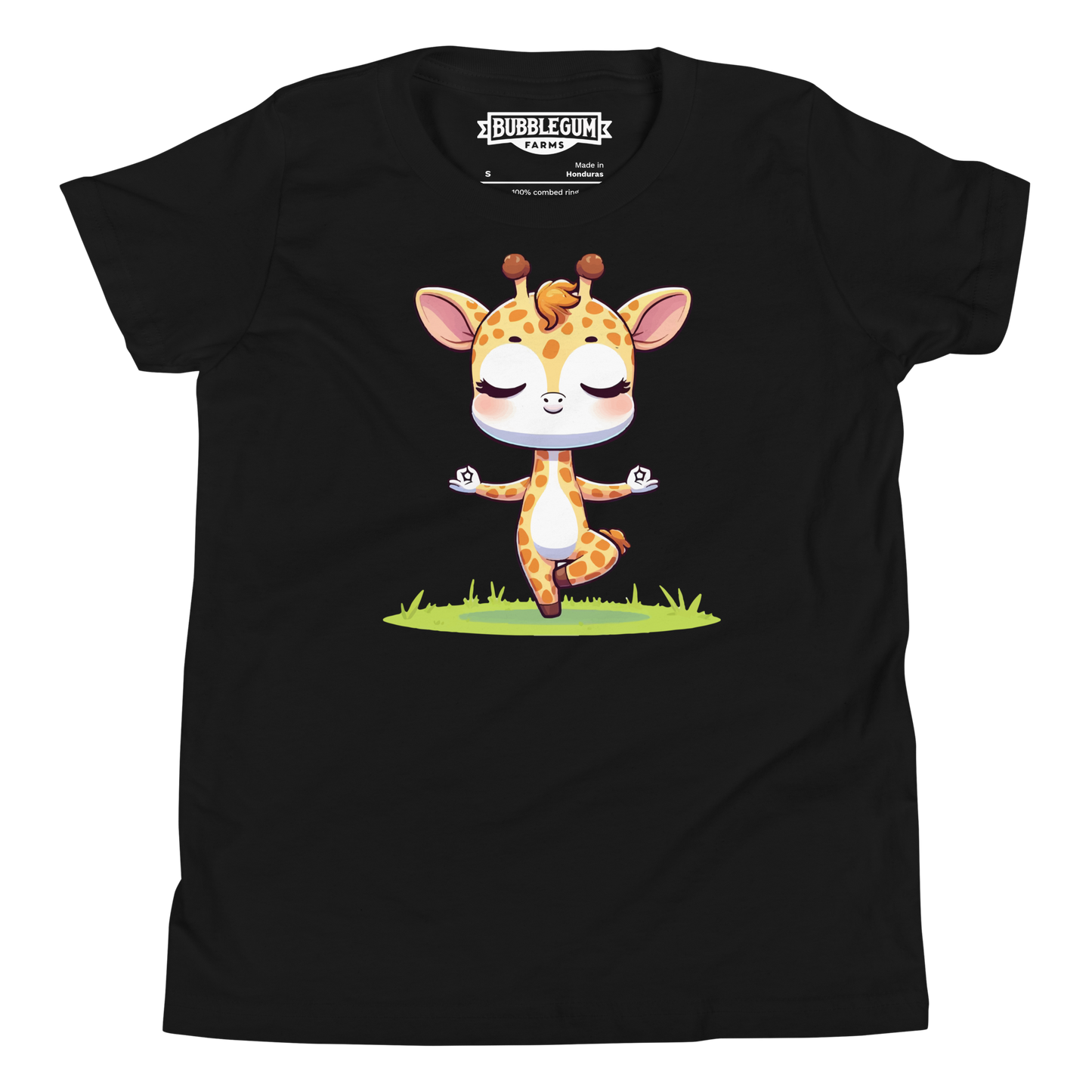 Giraffe doing Yoga - Youth Staple Tee