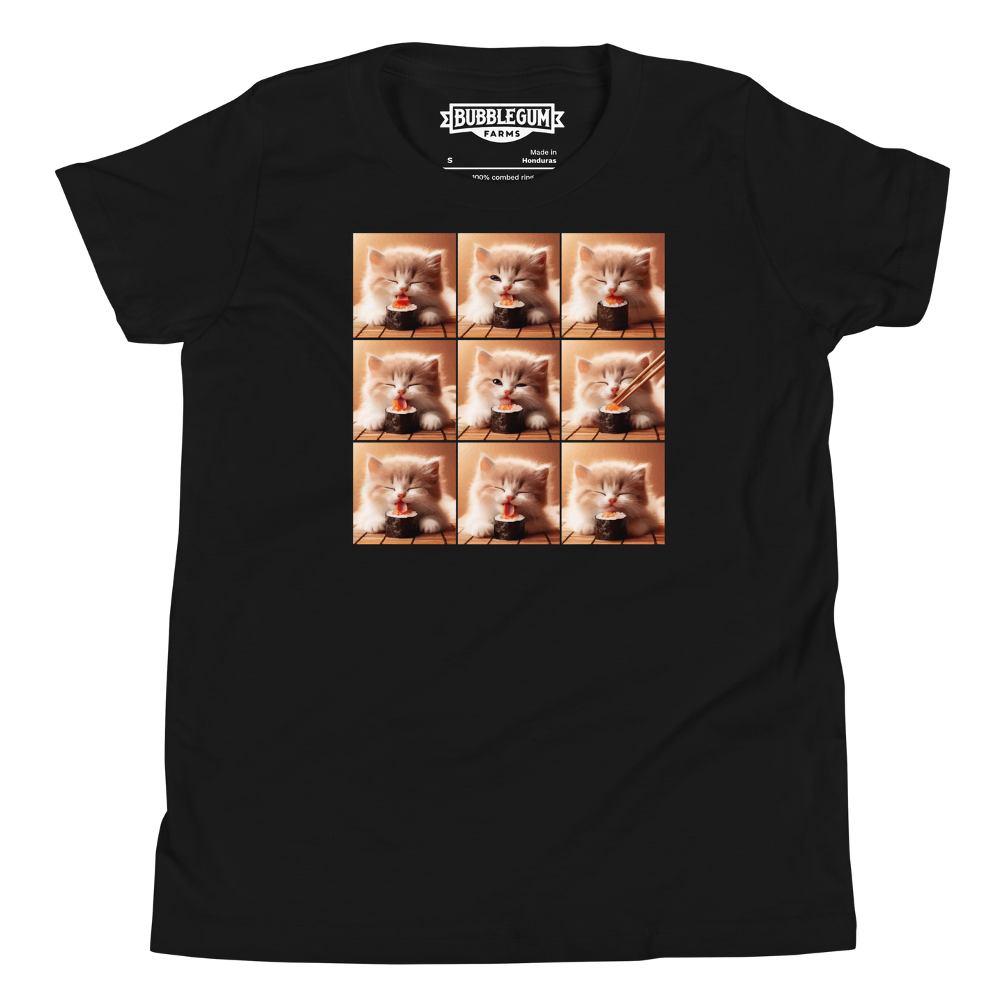 Kittens Eating Sushi Collage - Youth Staple Tee