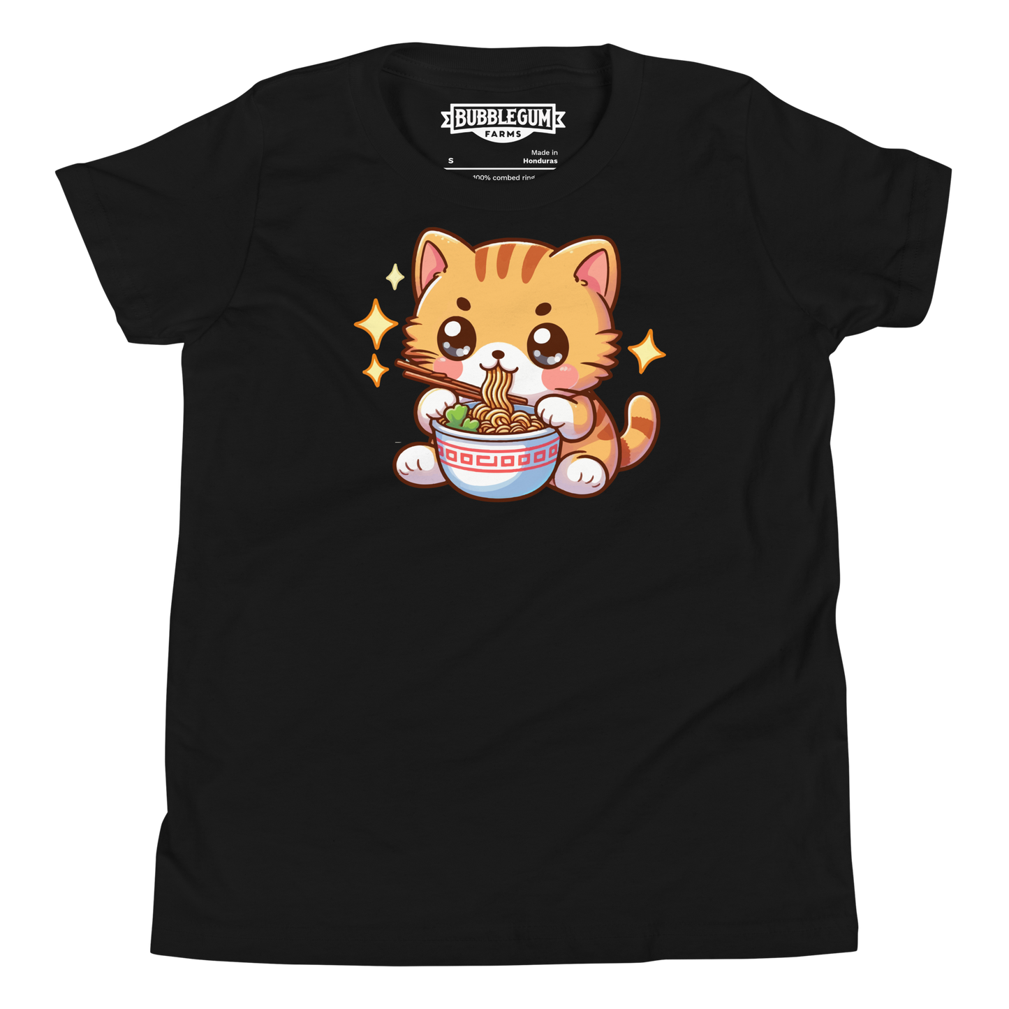 Orange Kitten - Eating Ramen - Youth Staple Tee
