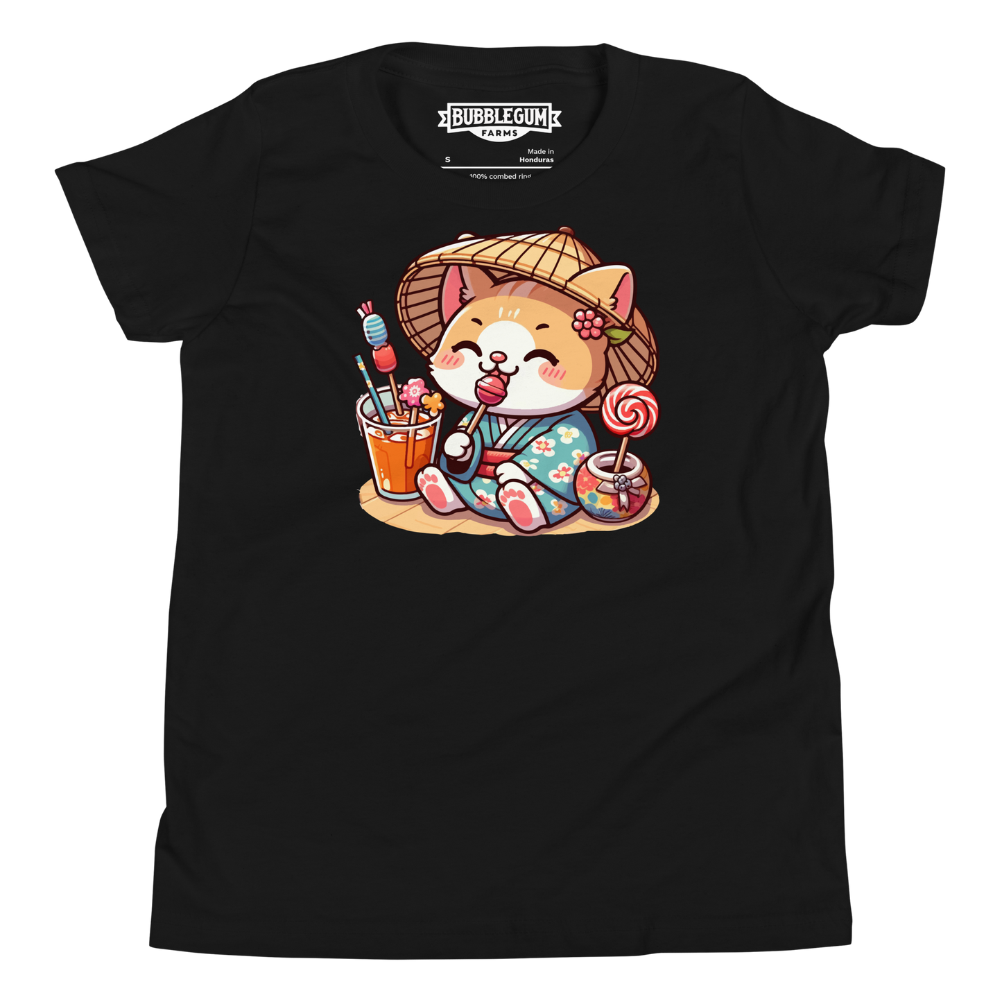 Orange Kitten in a Kimono - Youth Staple Tee