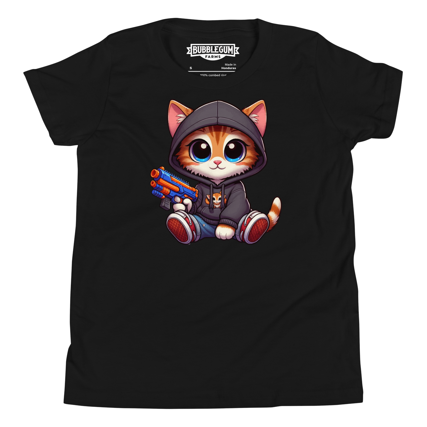 Orange Kitten with Foam Dart Blaster - Youth Staple Tee