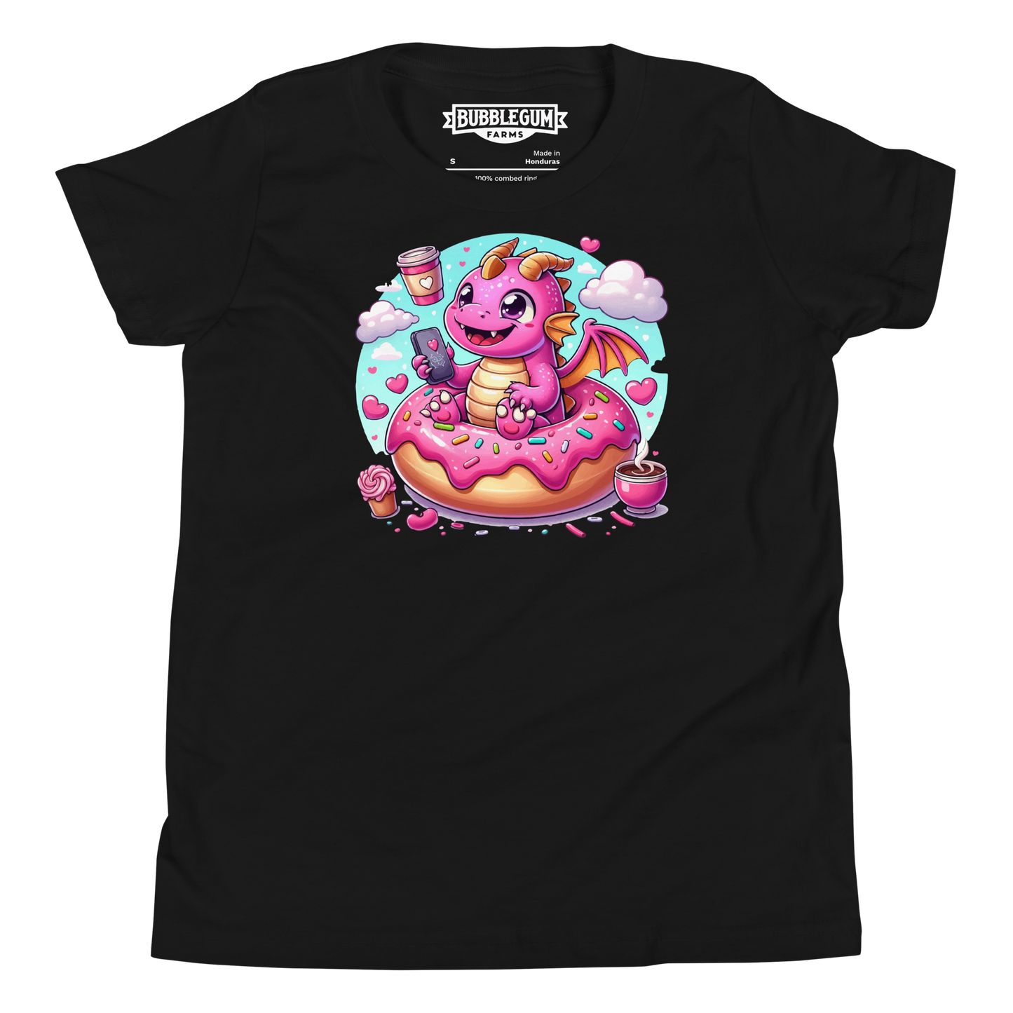 Pink Dragon - Loving Coffee and Donuts - Youth Staple Tee