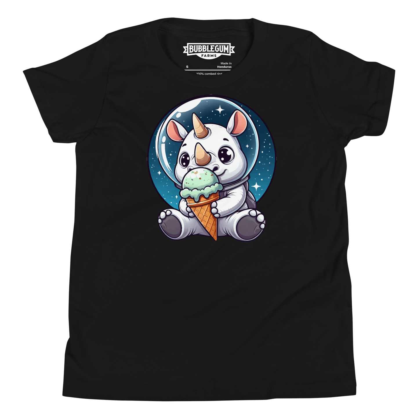Space Rhino - Eating Ice Cream - Youth Staple Tee