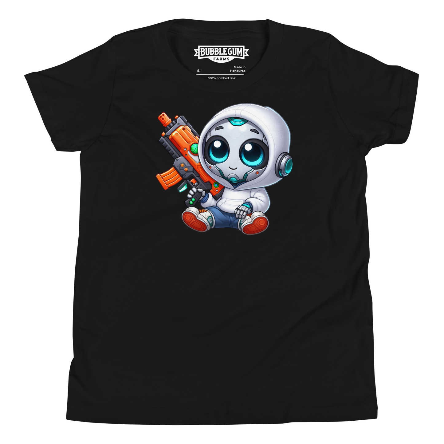White Robot with Foam Dart Blaster - Youth Staple Tee