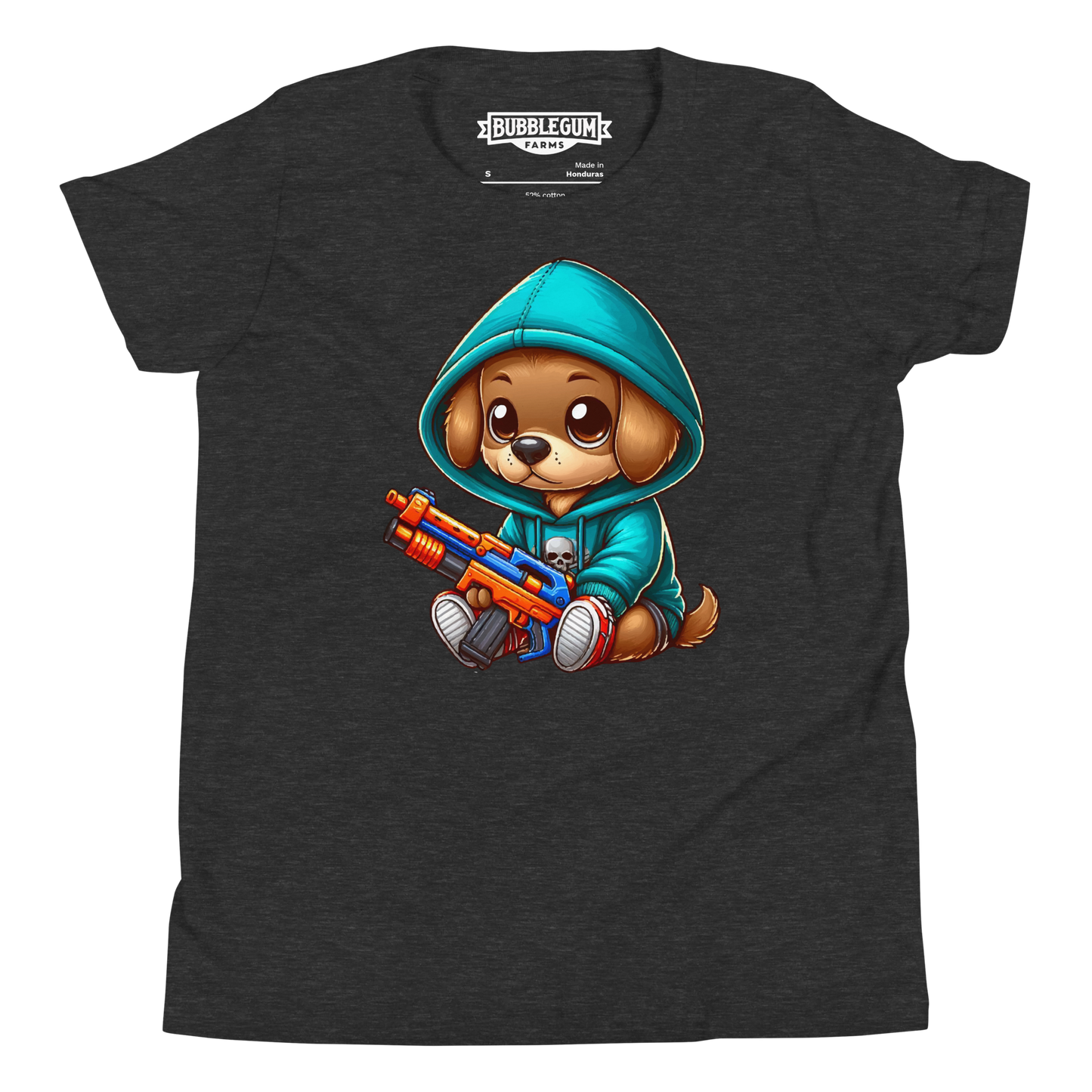 Brown Puppy with Foam Dart Blaster - Youth Staple Tee