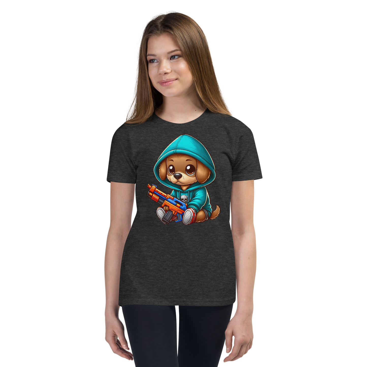 Brown Puppy with Foam Dart Blaster - Youth Staple Tee