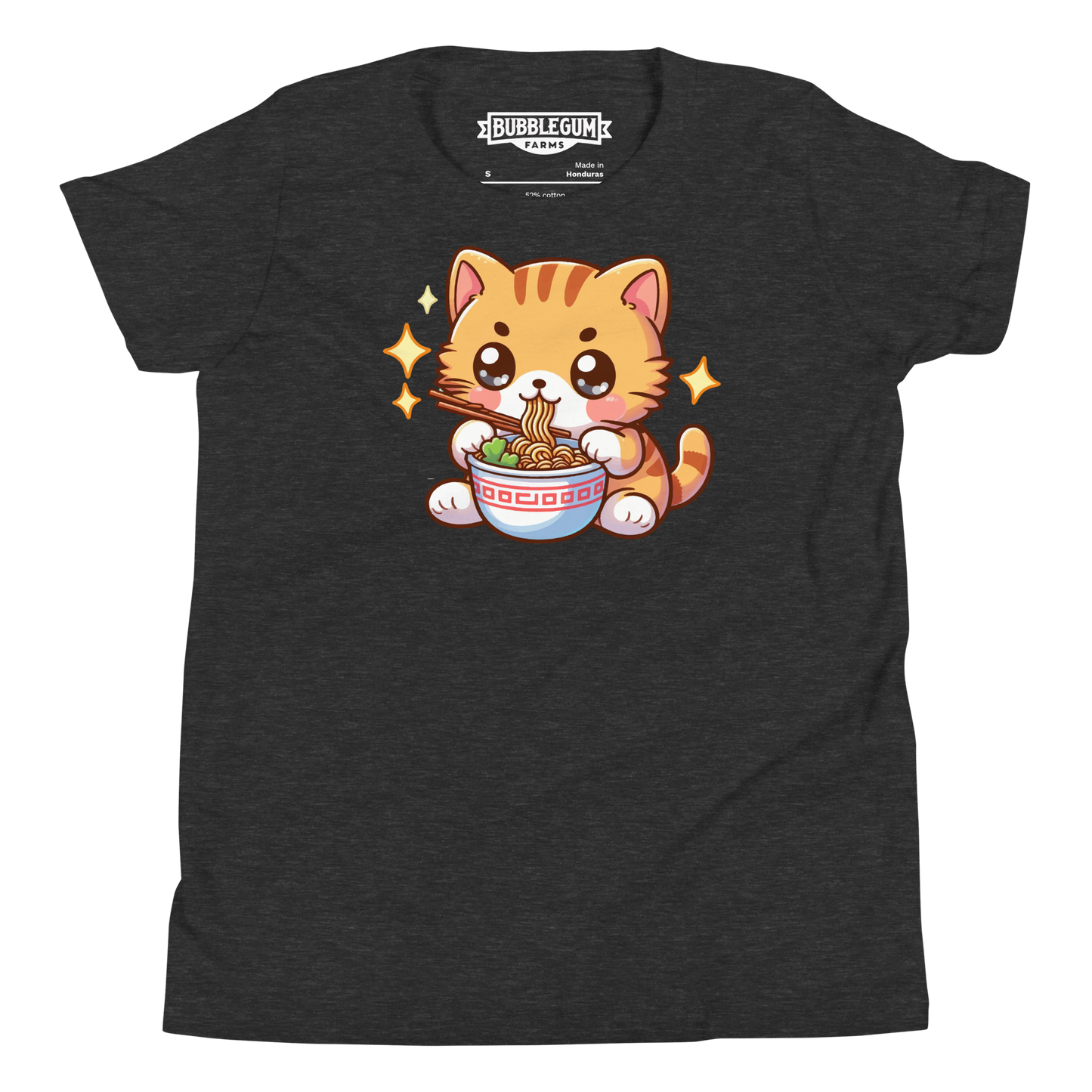 Orange Kitten - Eating Ramen - Youth Staple Tee