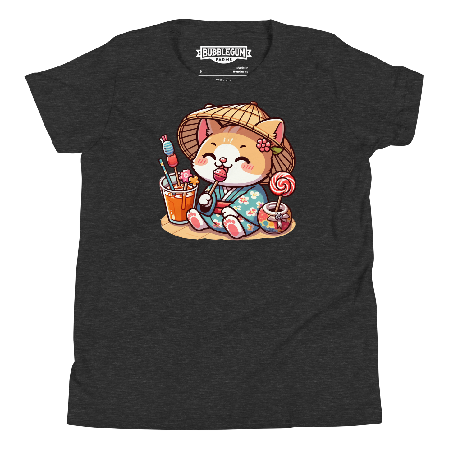Orange Kitten in a Kimono - Youth Staple Tee