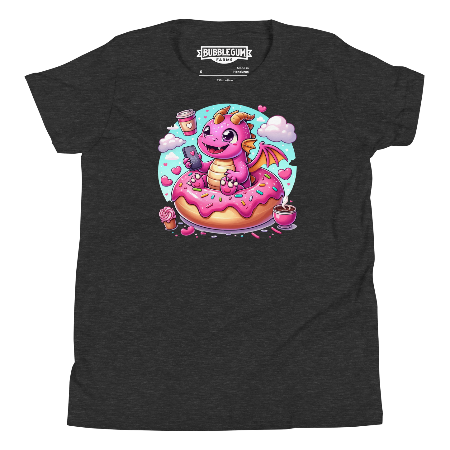 Pink Dragon - Loving Coffee and Donuts - Youth Staple Tee