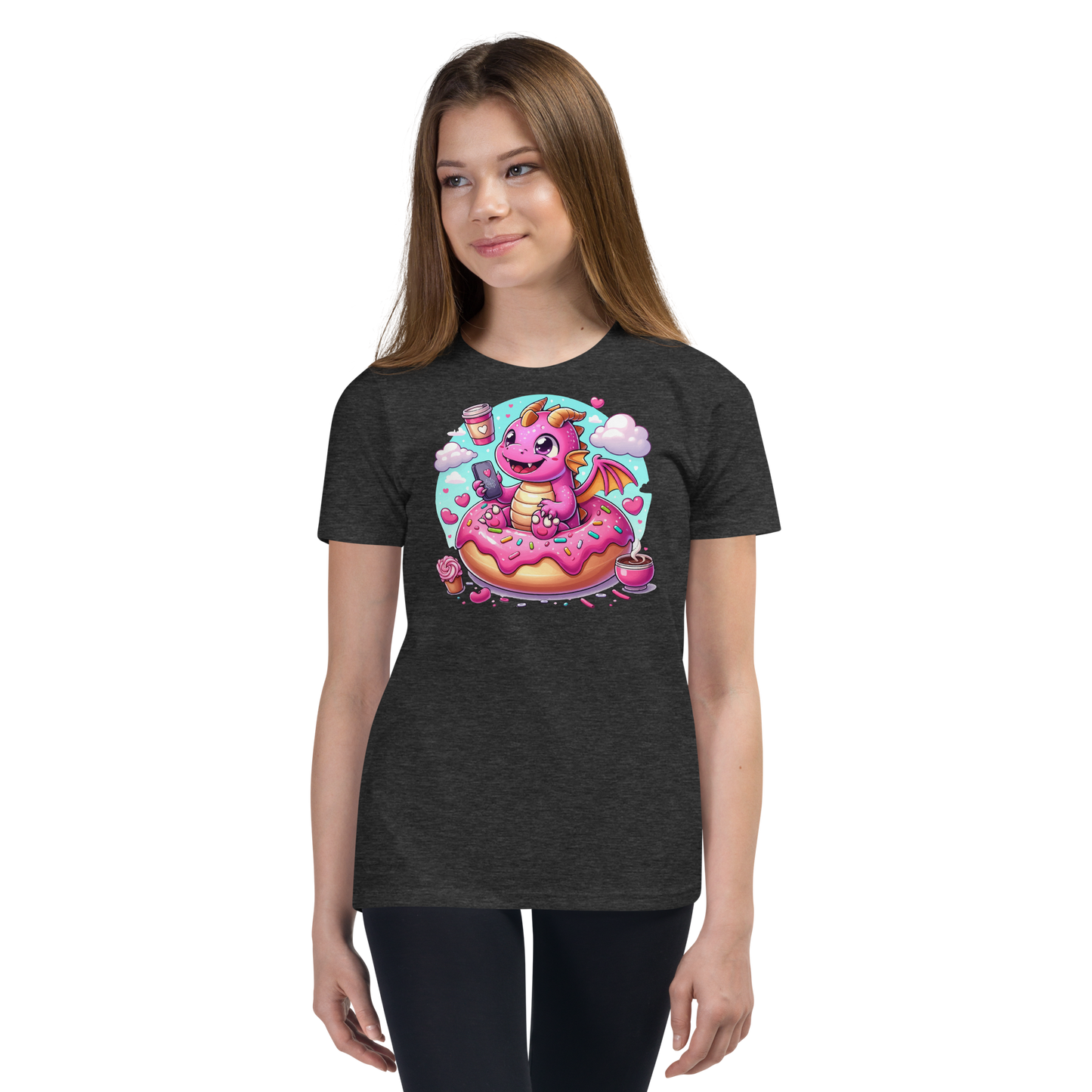 Pink Dragon - Loving Coffee and Donuts - Youth Staple Tee