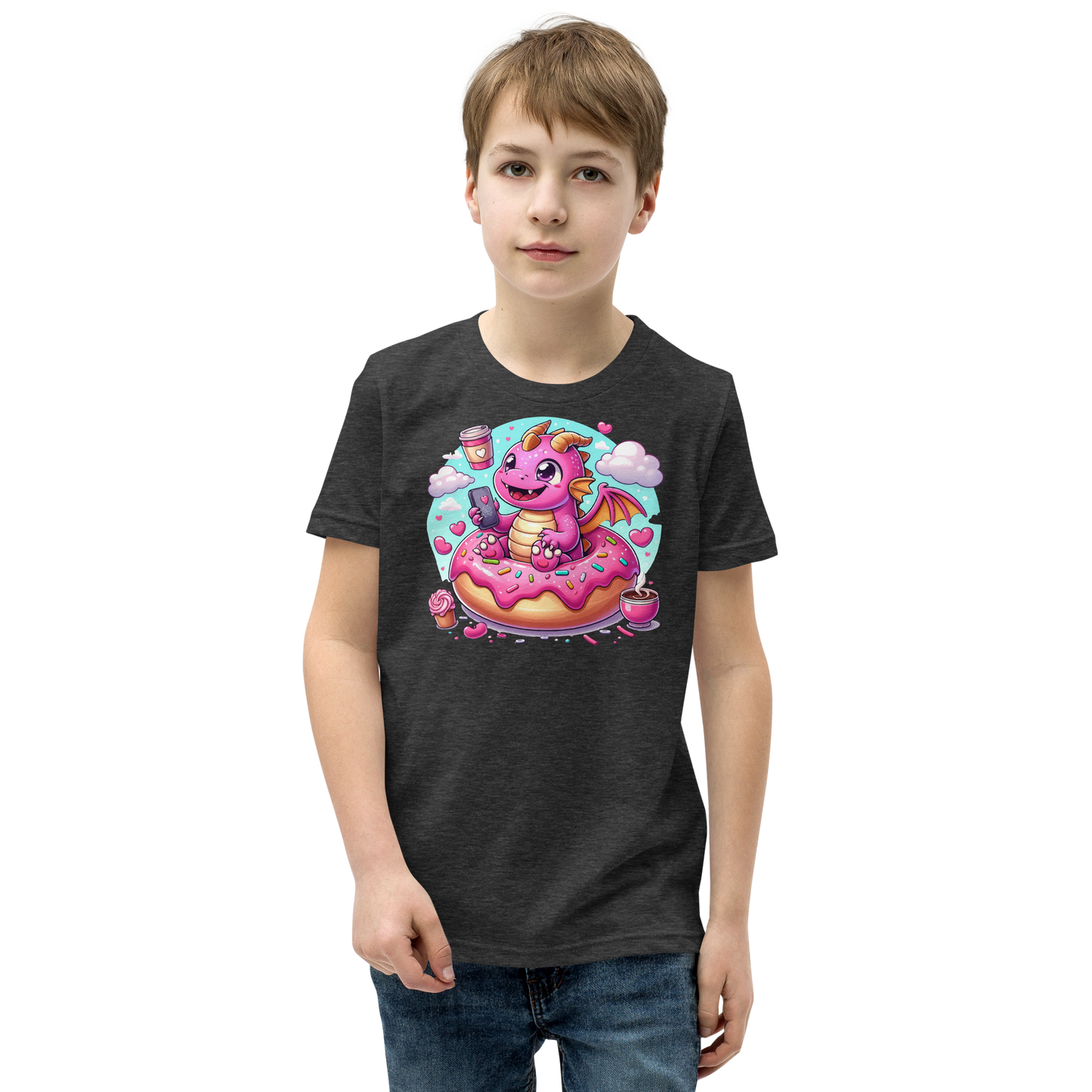 Pink Dragon - Loving Coffee and Donuts - Youth Staple Tee
