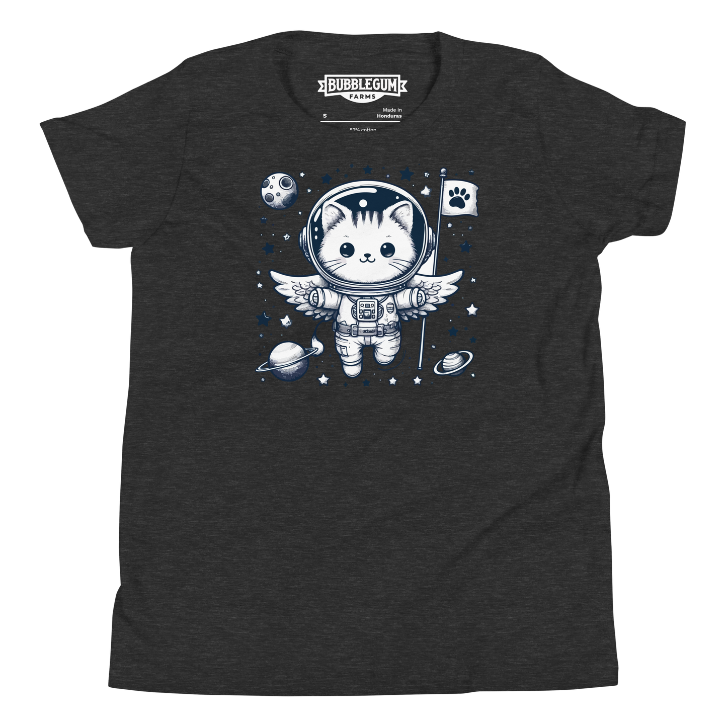 Space Kitten with Stars - Youth Staple Tee