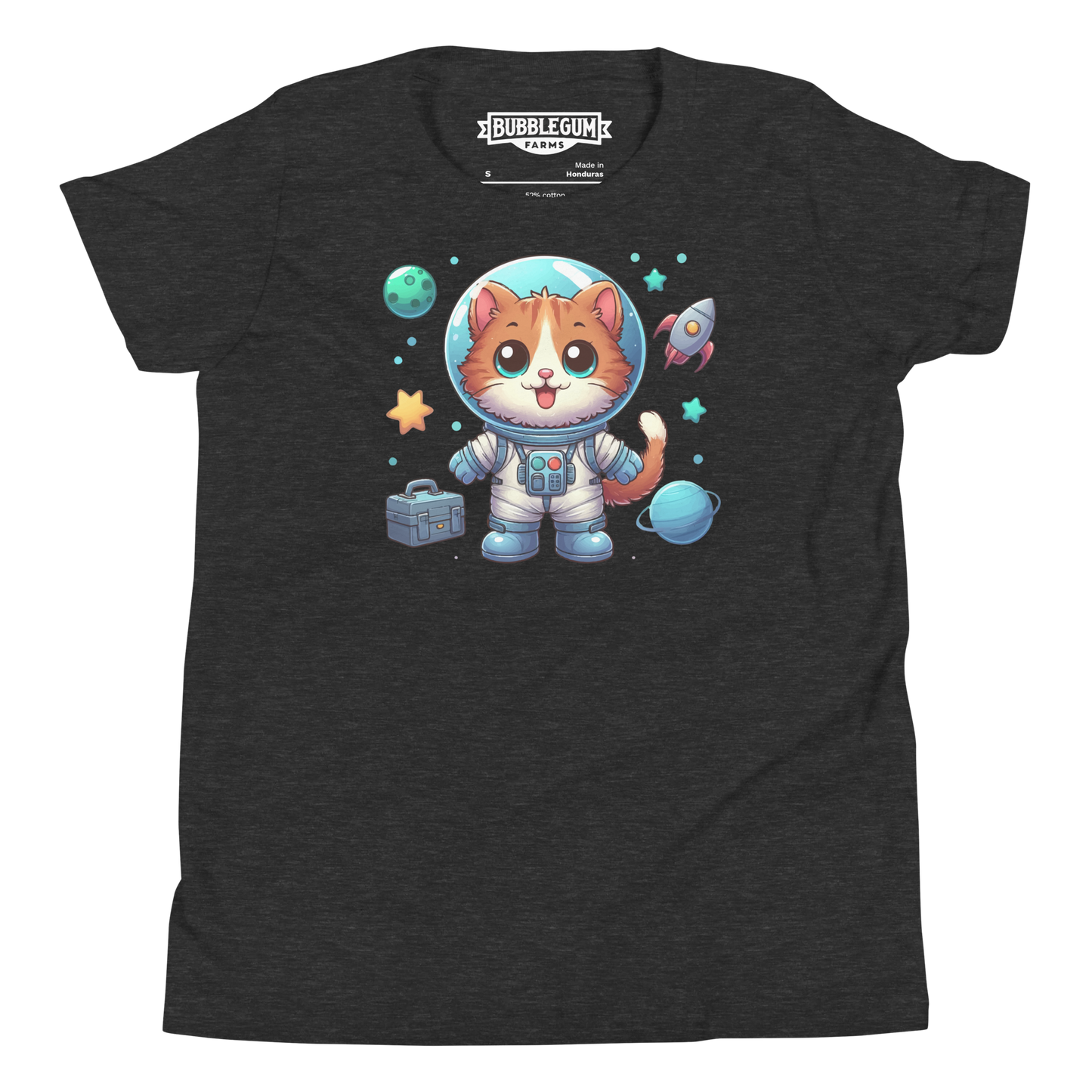 Space Kitten with Planets - Youth Staple Tee