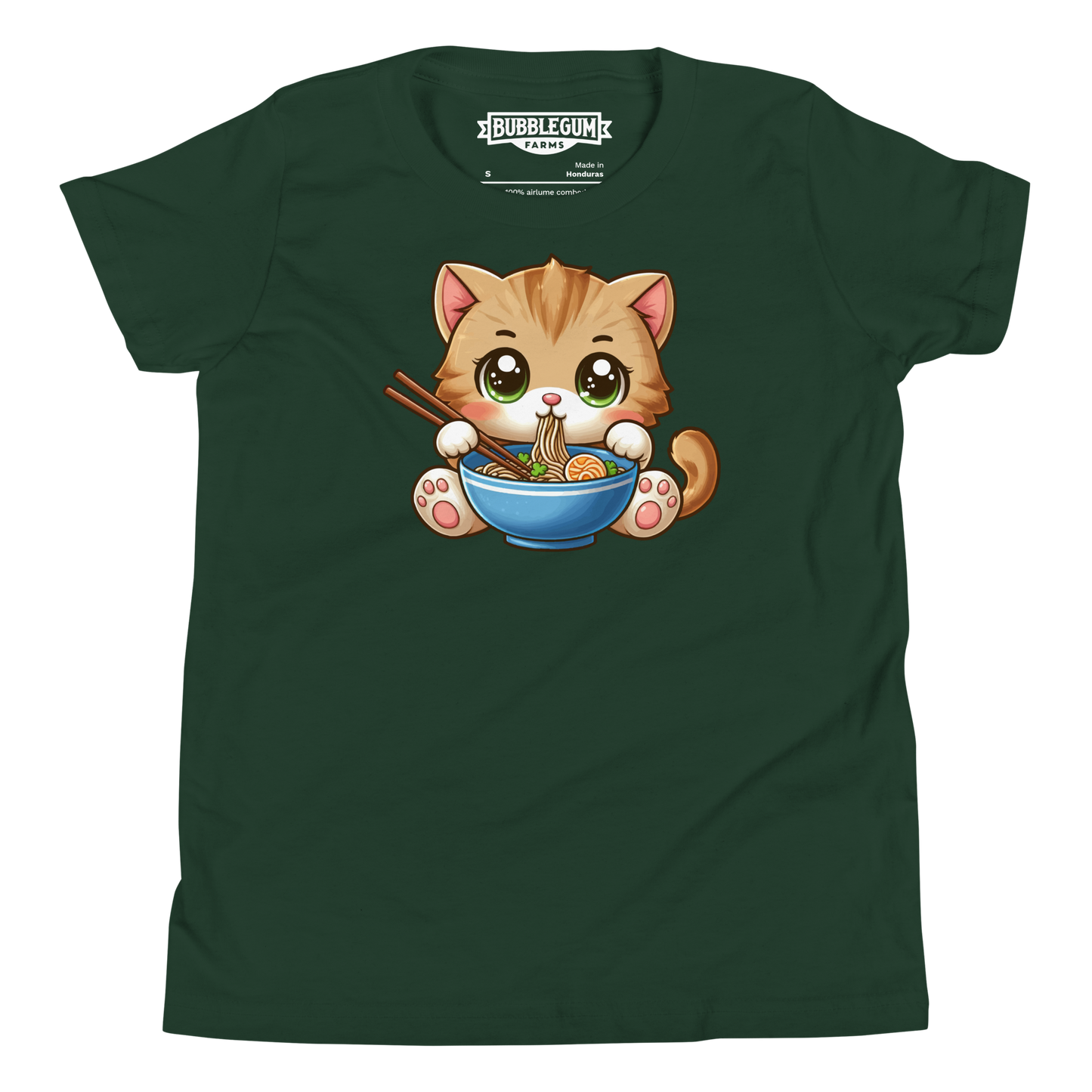 Brown Kitten - Eating Ramen - Youth Staple Tee