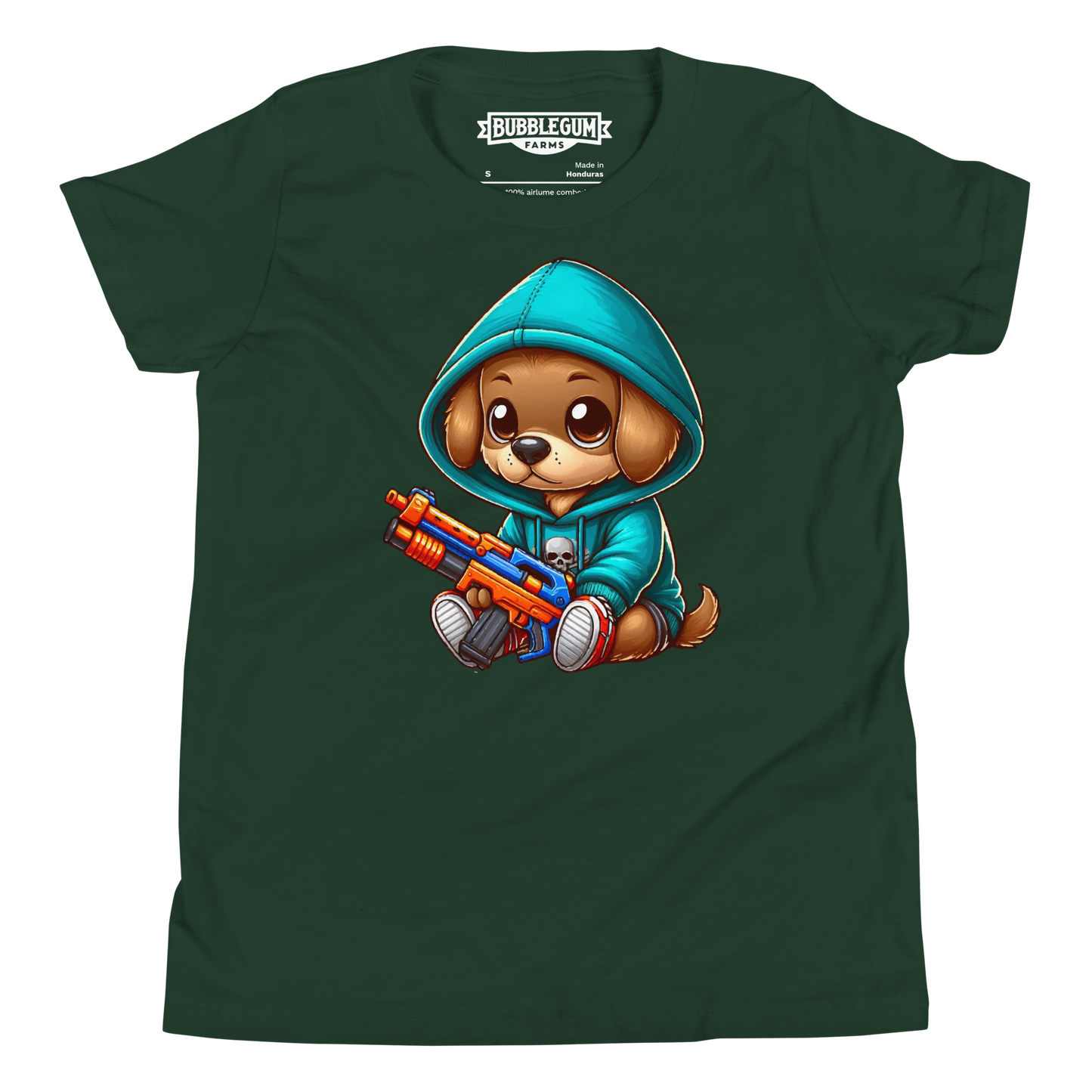 Brown Puppy with Foam Dart Blaster - Youth Staple Tee