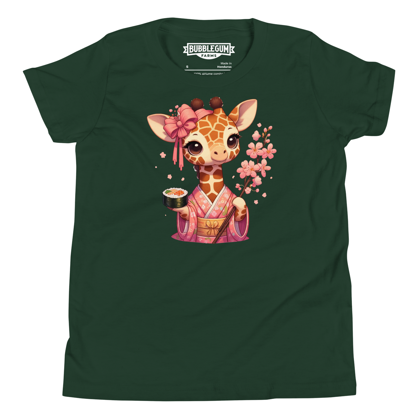 Geisha Giraffe - Holding Cherry Blossoms - Youth Staple Tee