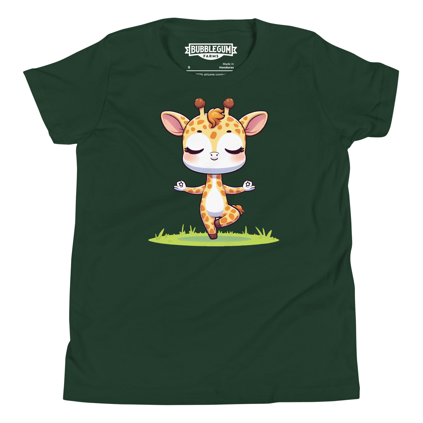 Giraffe doing Yoga - Youth Staple Tee