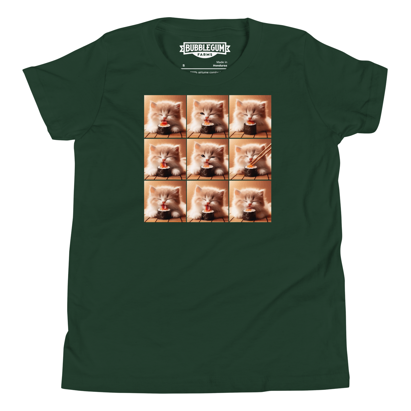 Kittens Eating Sushi Collage - Youth Staple Tee