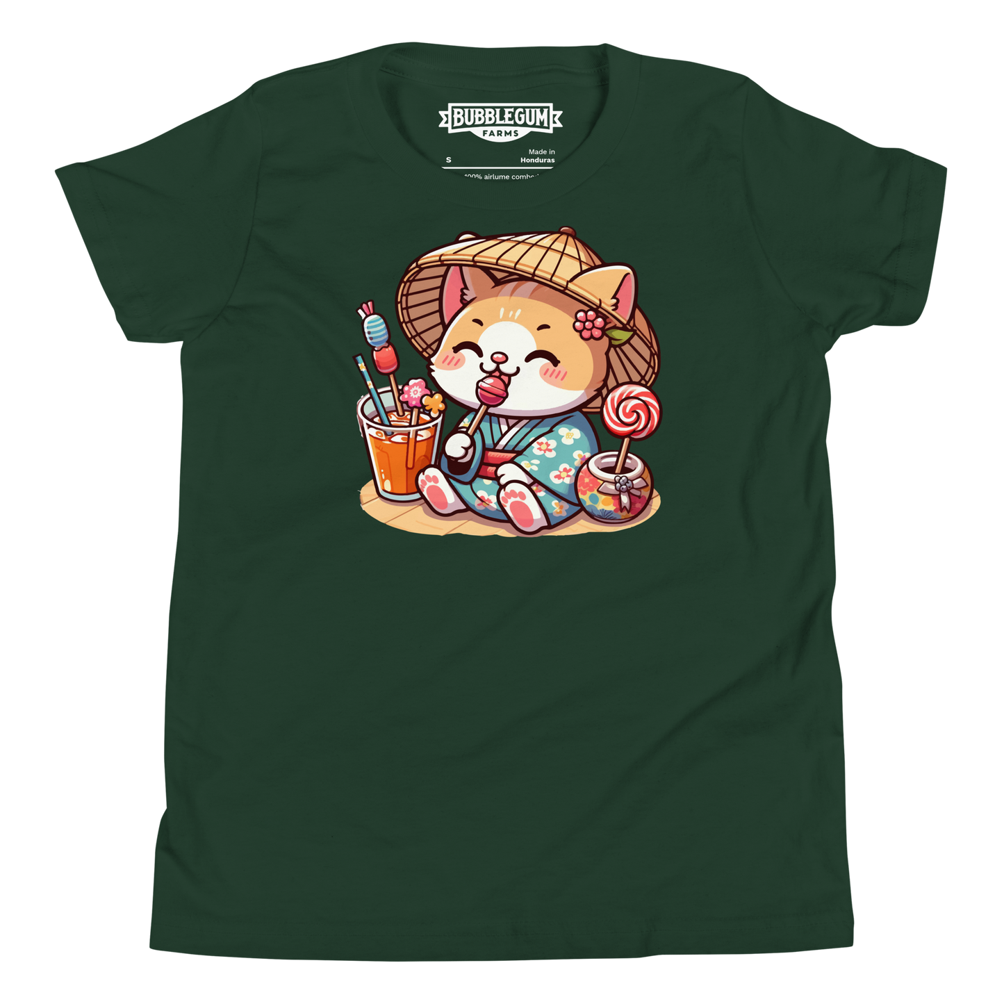 Orange Kitten in a Kimono - Youth Staple Tee