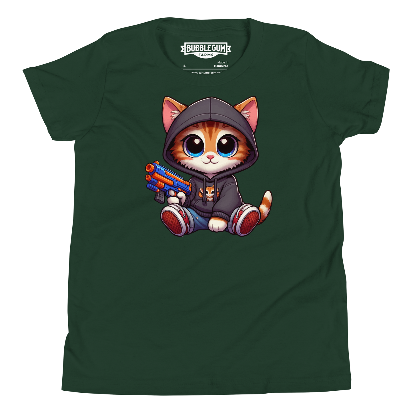 Orange Kitten with Foam Dart Blaster - Youth Staple Tee