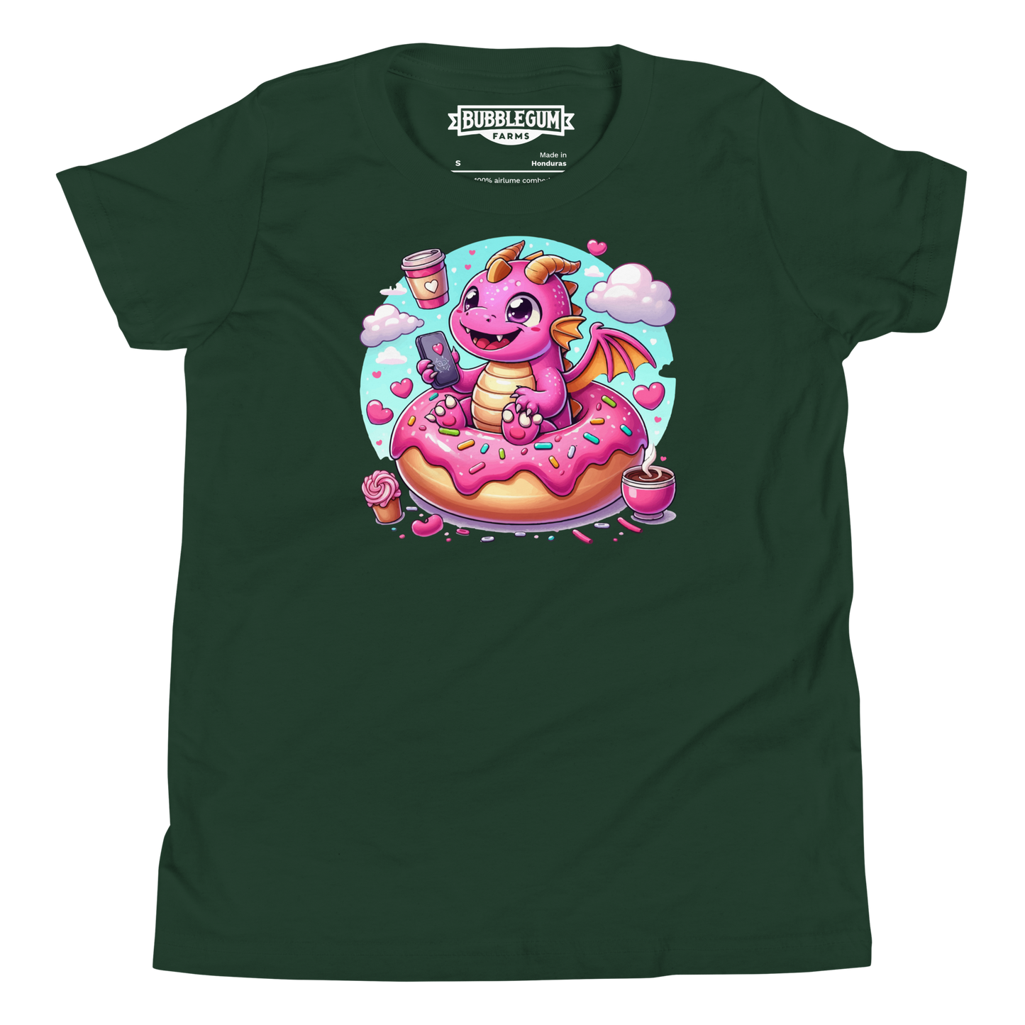 Pink Dragon - Loving Coffee and Donuts - Youth Staple Tee