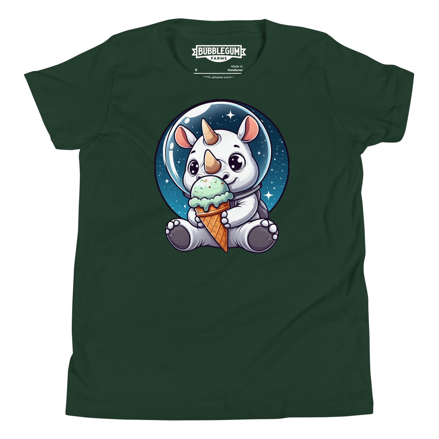 Space Rhino - Eating Ice Cream - Youth Staple Tee