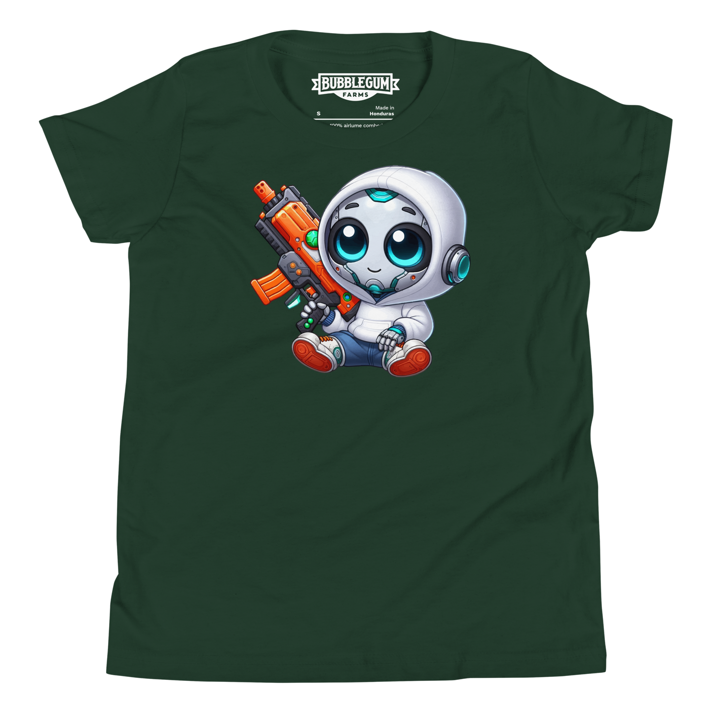 White Robot with Foam Dart Blaster - Youth Staple Tee
