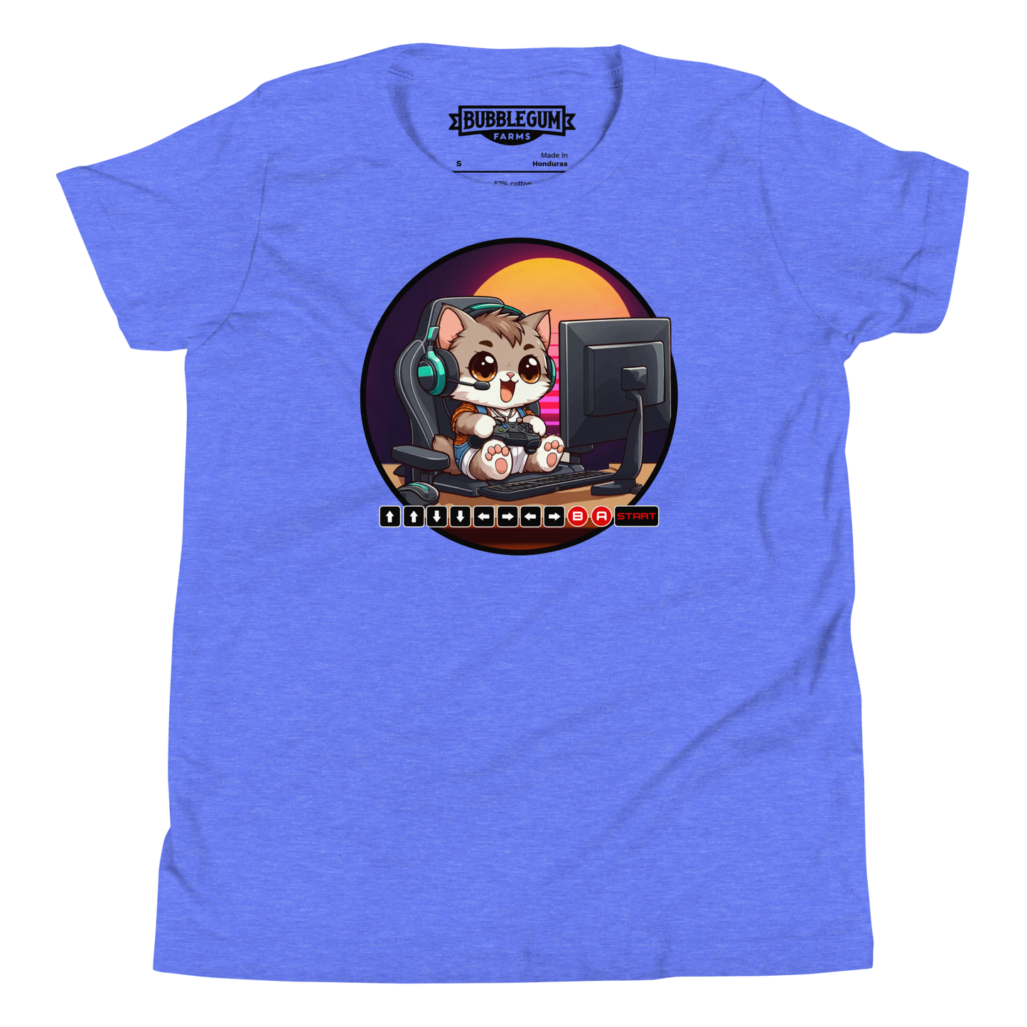 Gamer Kitten - Green Headset - Youth Staple Tee