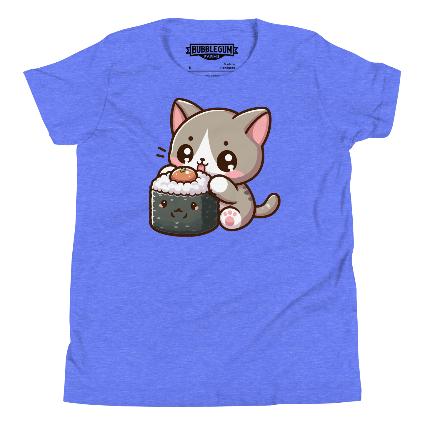 Grey Kitten - Eating Sushi - Youth Staple Tee