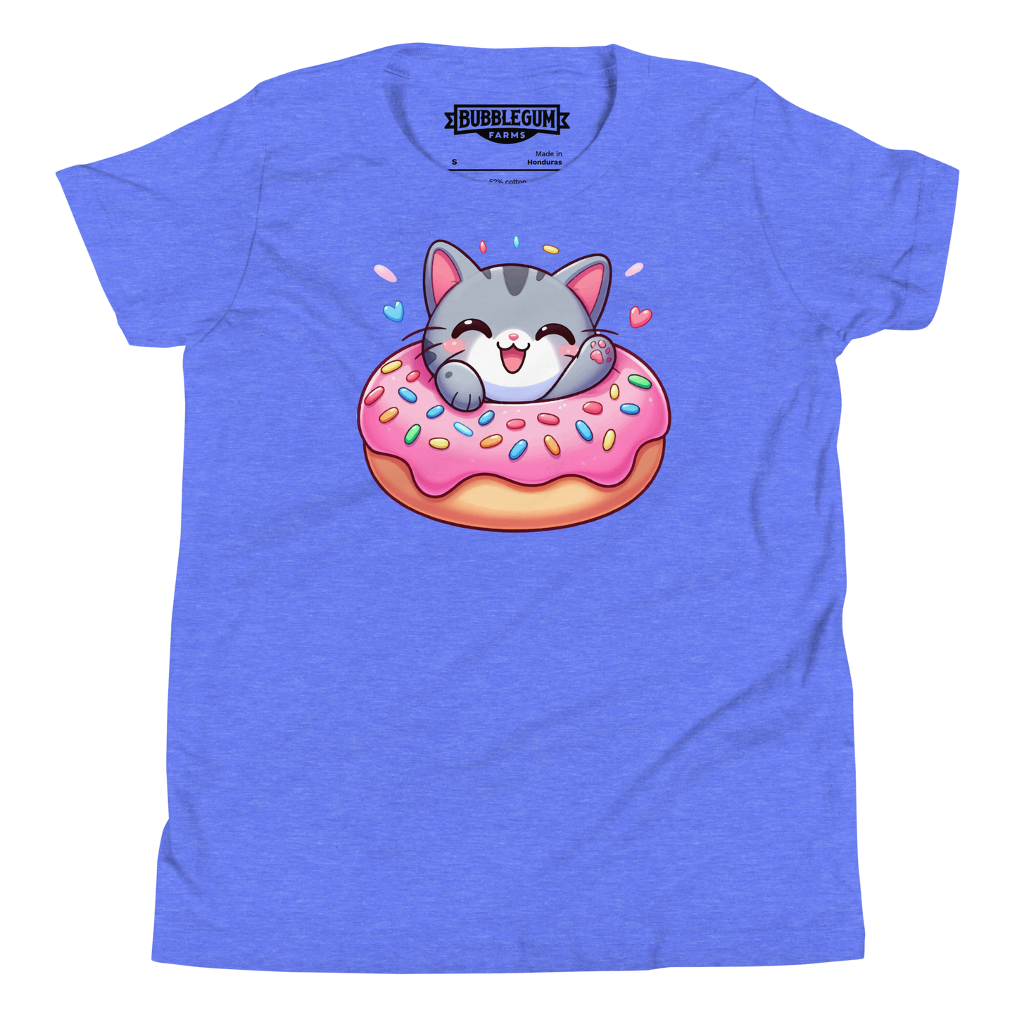 Grey Kitten - Laughing in a Donut - Youth Staple Tee
