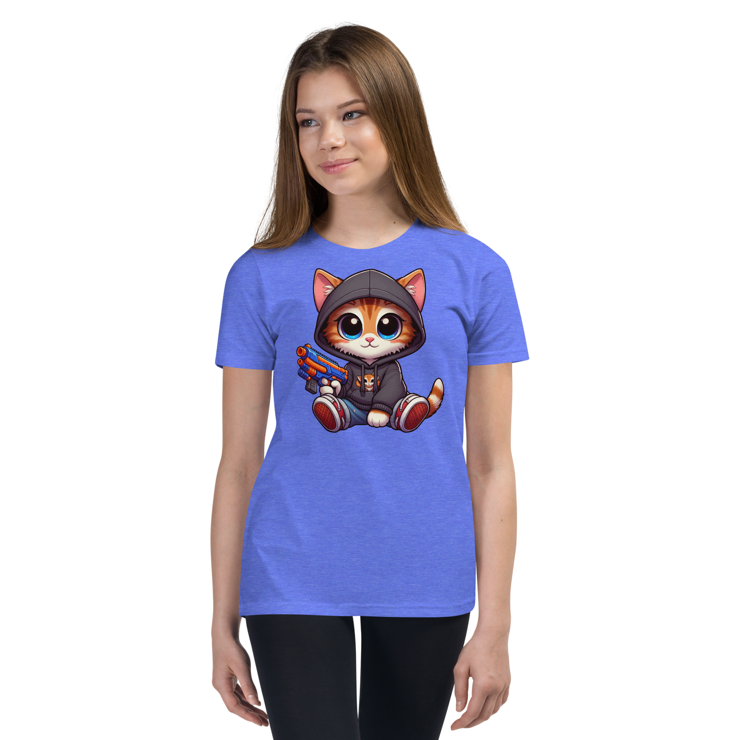Orange Kitten with Foam Dart Blaster - Youth Staple Tee
