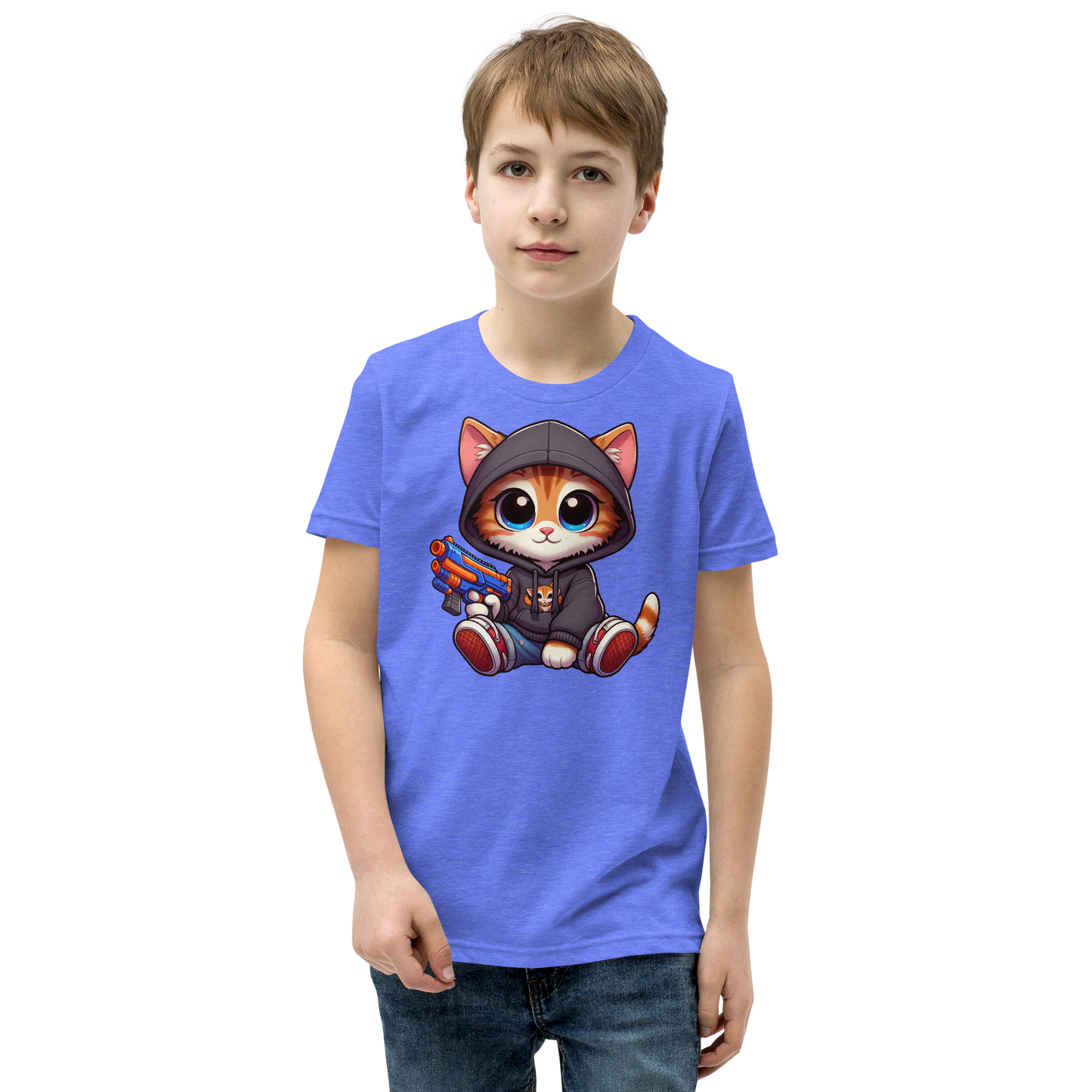 Orange Kitten with Foam Dart Blaster - Youth Staple Tee