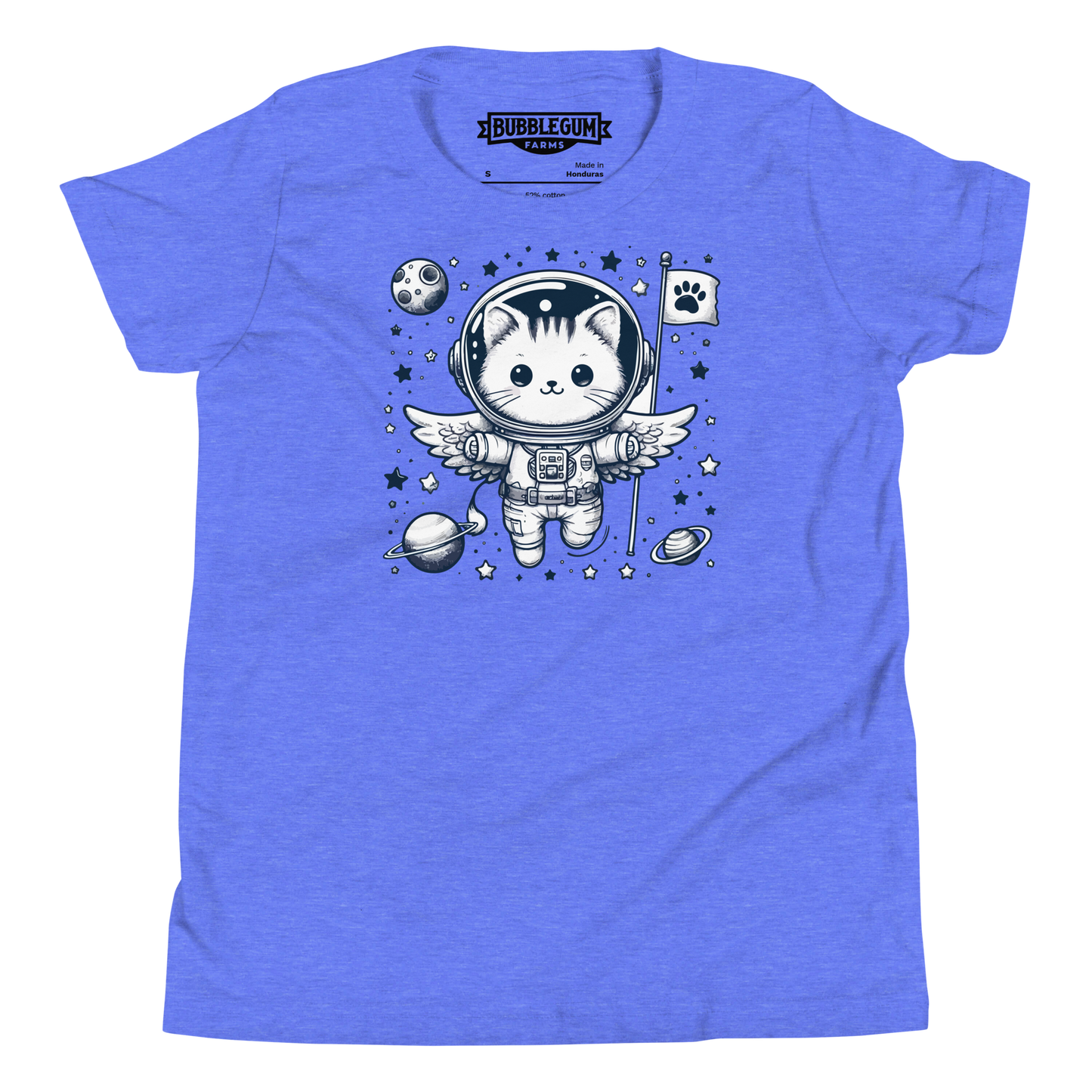 Space Kitten with Stars - Youth Staple Tee
